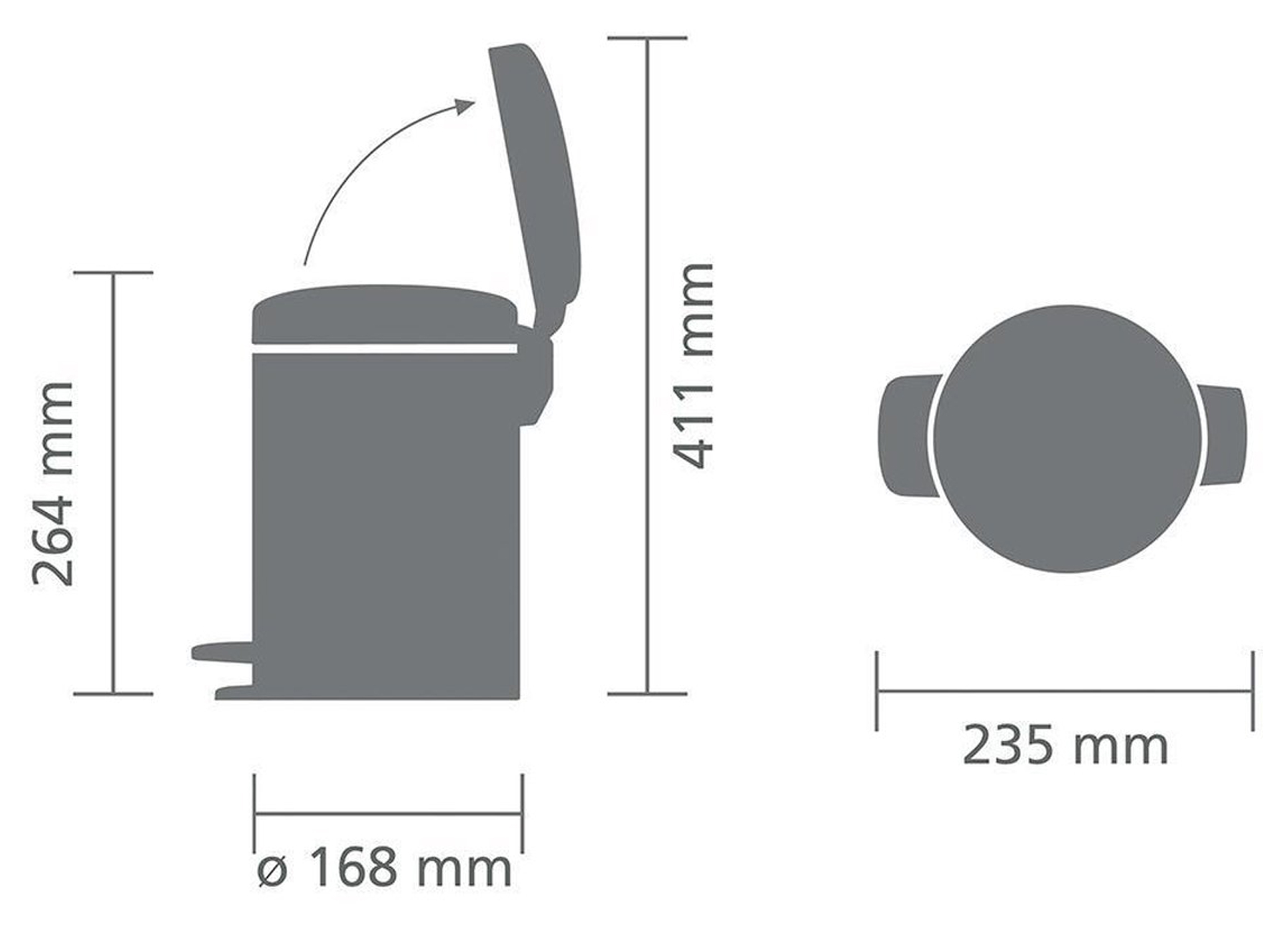 BRABANTIA PEDAALEMMER NEWICON 3L METALLIC GREY