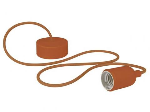 DESIGN LAMPHOUDER MET TEXTIELKABEL BRUIN