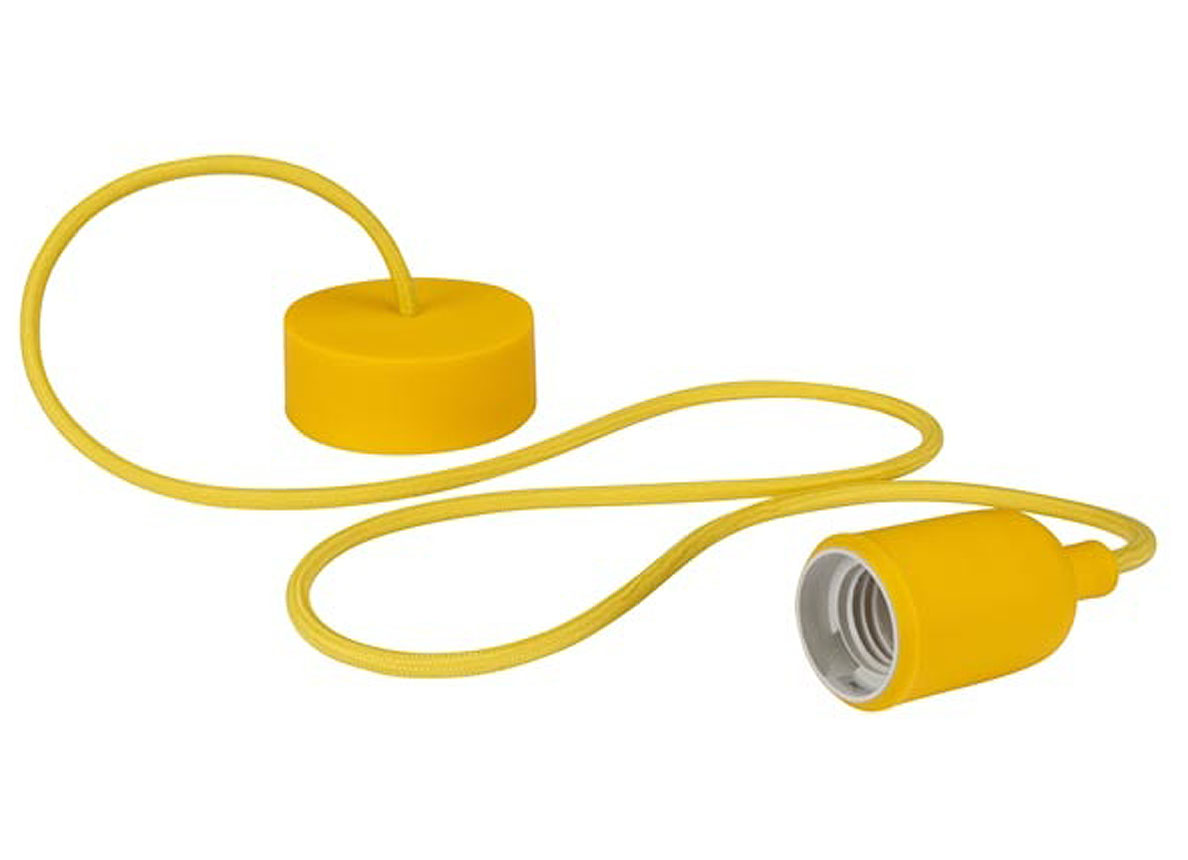 LUMINAIRE DESIGN A SUSPENSION EN CORDAGE - JAUNE