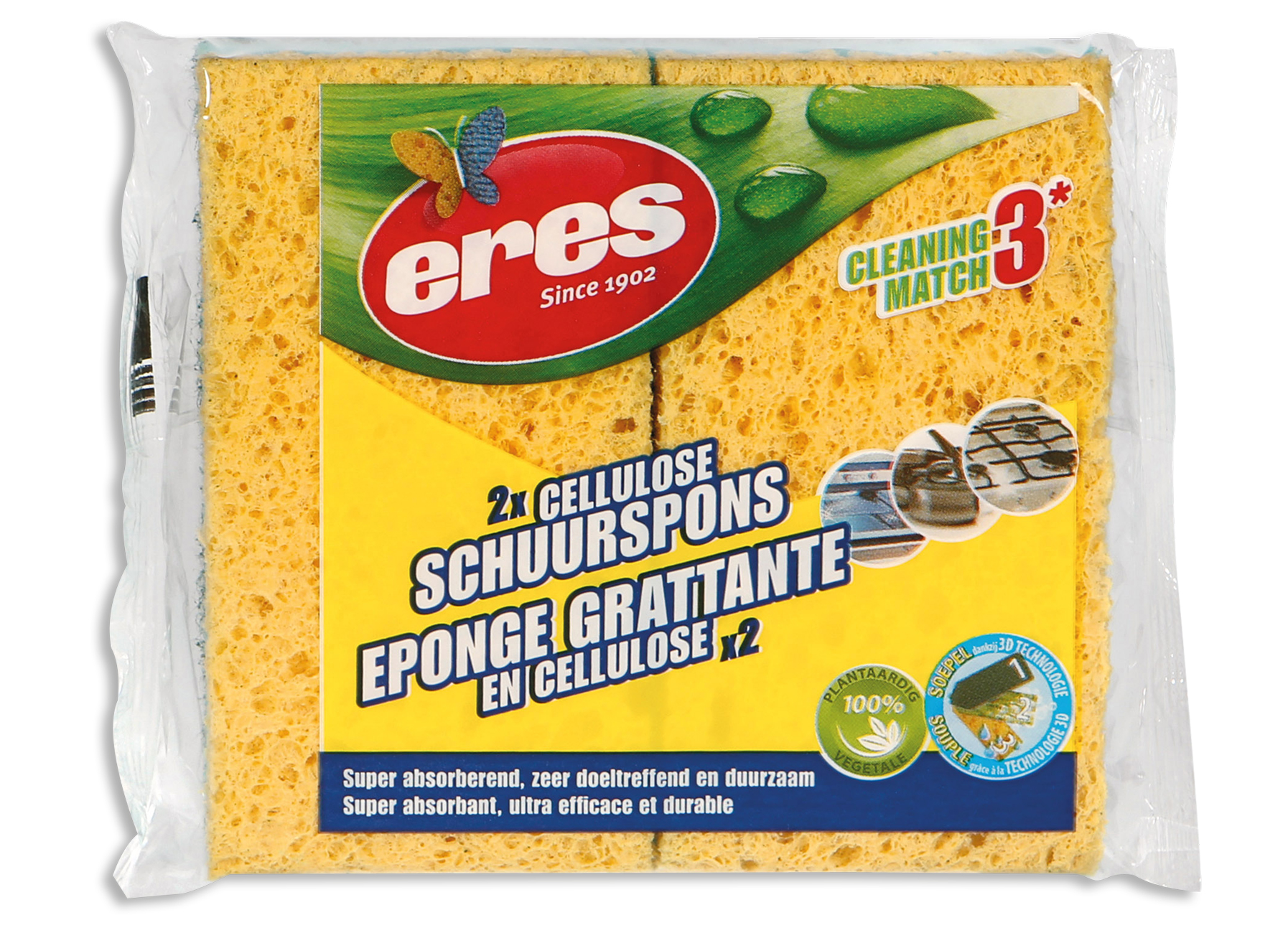 ERES CELLULOSE SCHUURSPONS (2 STUKS)