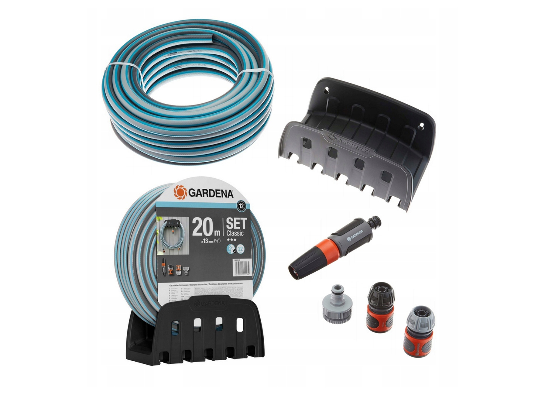 GARDENA CLASSIC TUINSLANG 1/2'' 20M STARTER SET (INCL MUURHOUDER EN ACCESSOIRES)