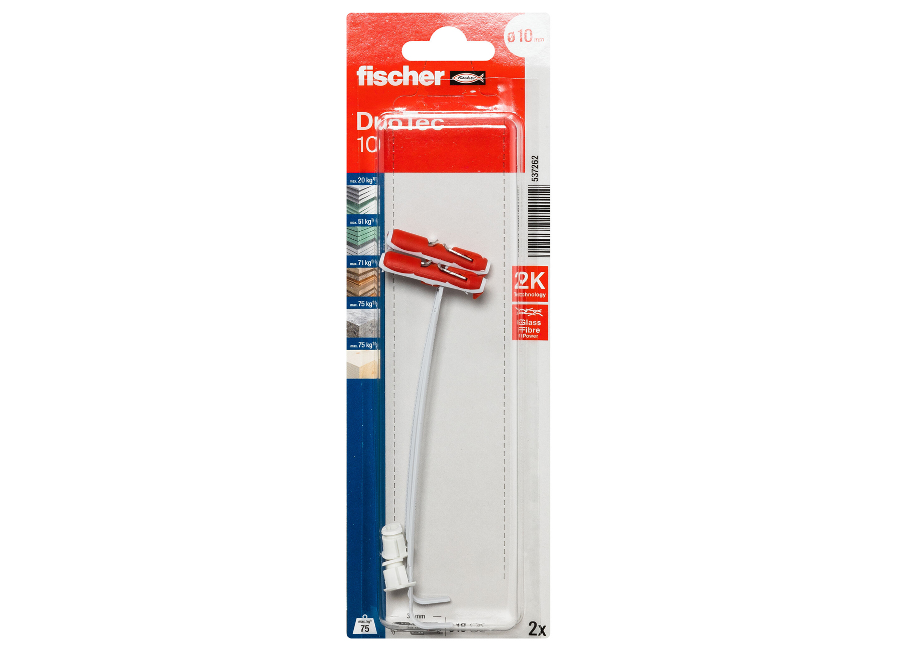 fischer DuoTec 10 S K NV Cheville pour cloison creuse avec vis