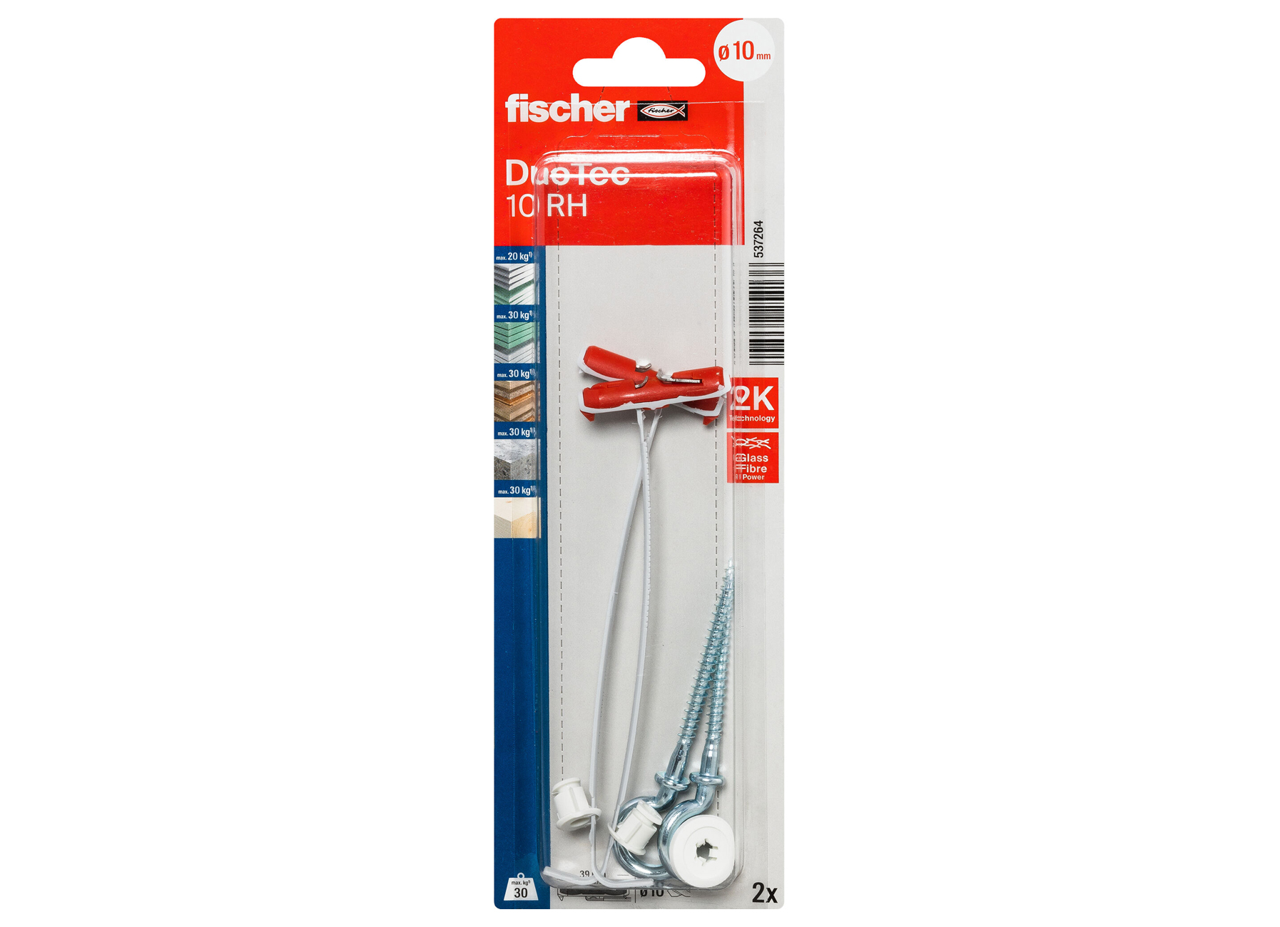 Fischer DuoTec 10 RH Cheville Bascule avec Crochet Rond