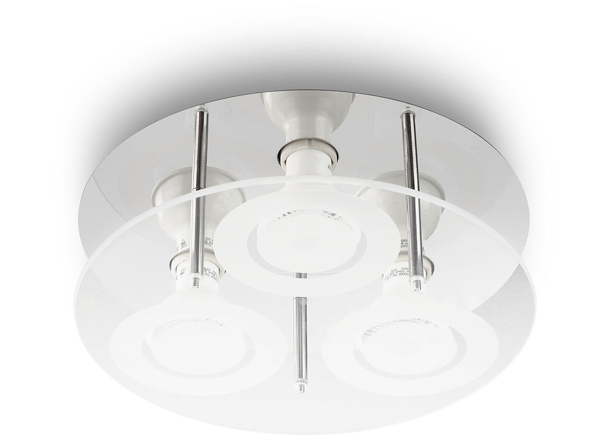 PLAFONDLAMP ROND GLAS LED 3X3W CHROOM