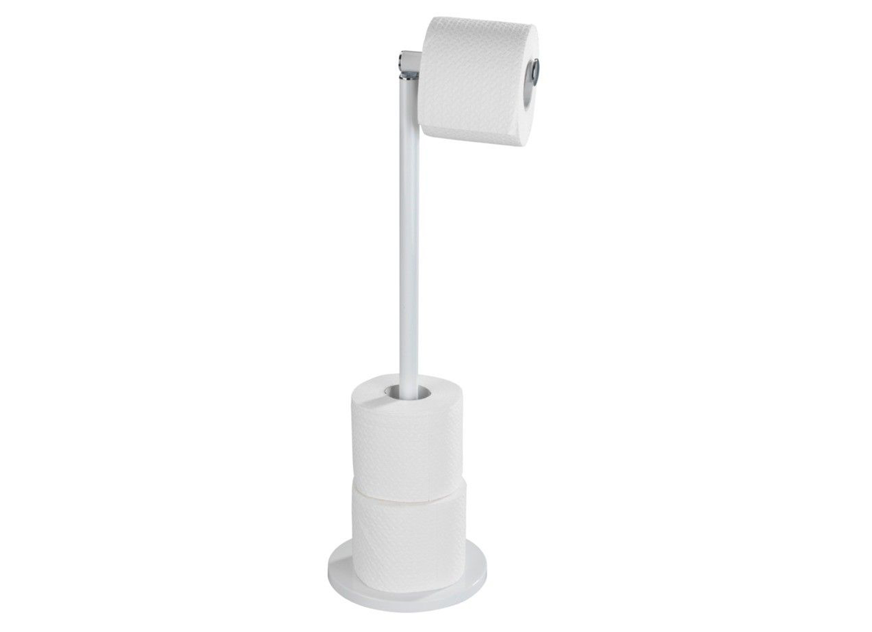 STAANDE TOILETROLHOUDER 2 IN 1 WIT