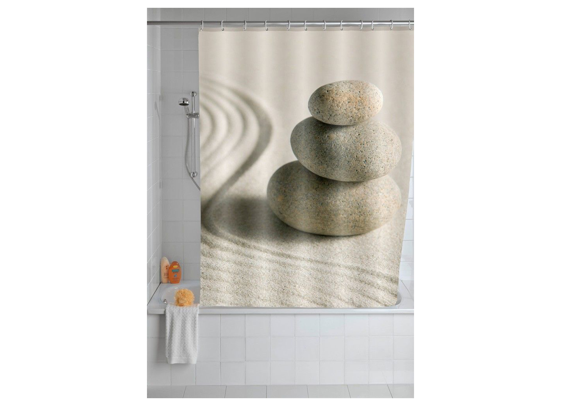 RIDEAU DE DOUCHE POLYESTER SAND AND STONE 180X200CM