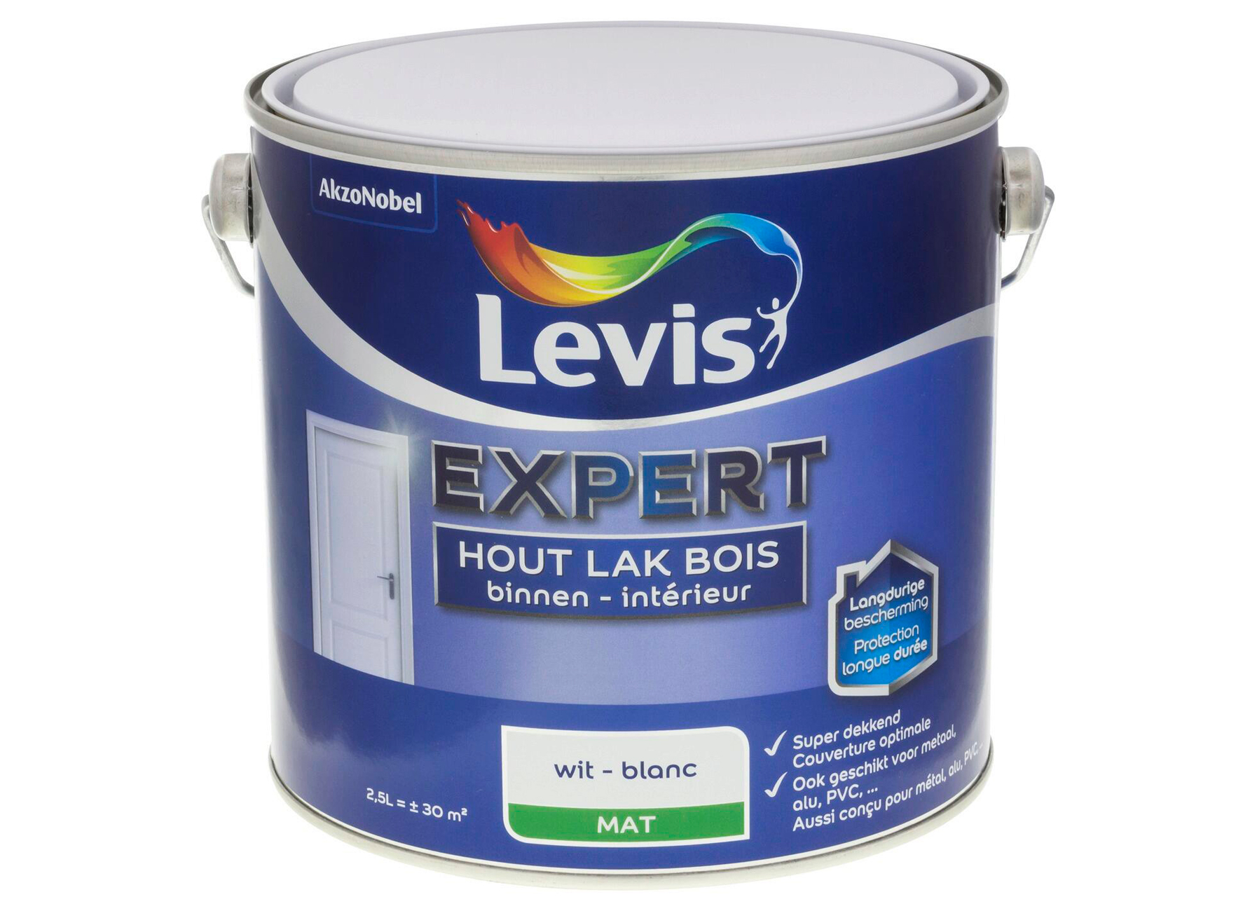 EXPERT HOUTLAK BINNEN MAT 2,5L WIT