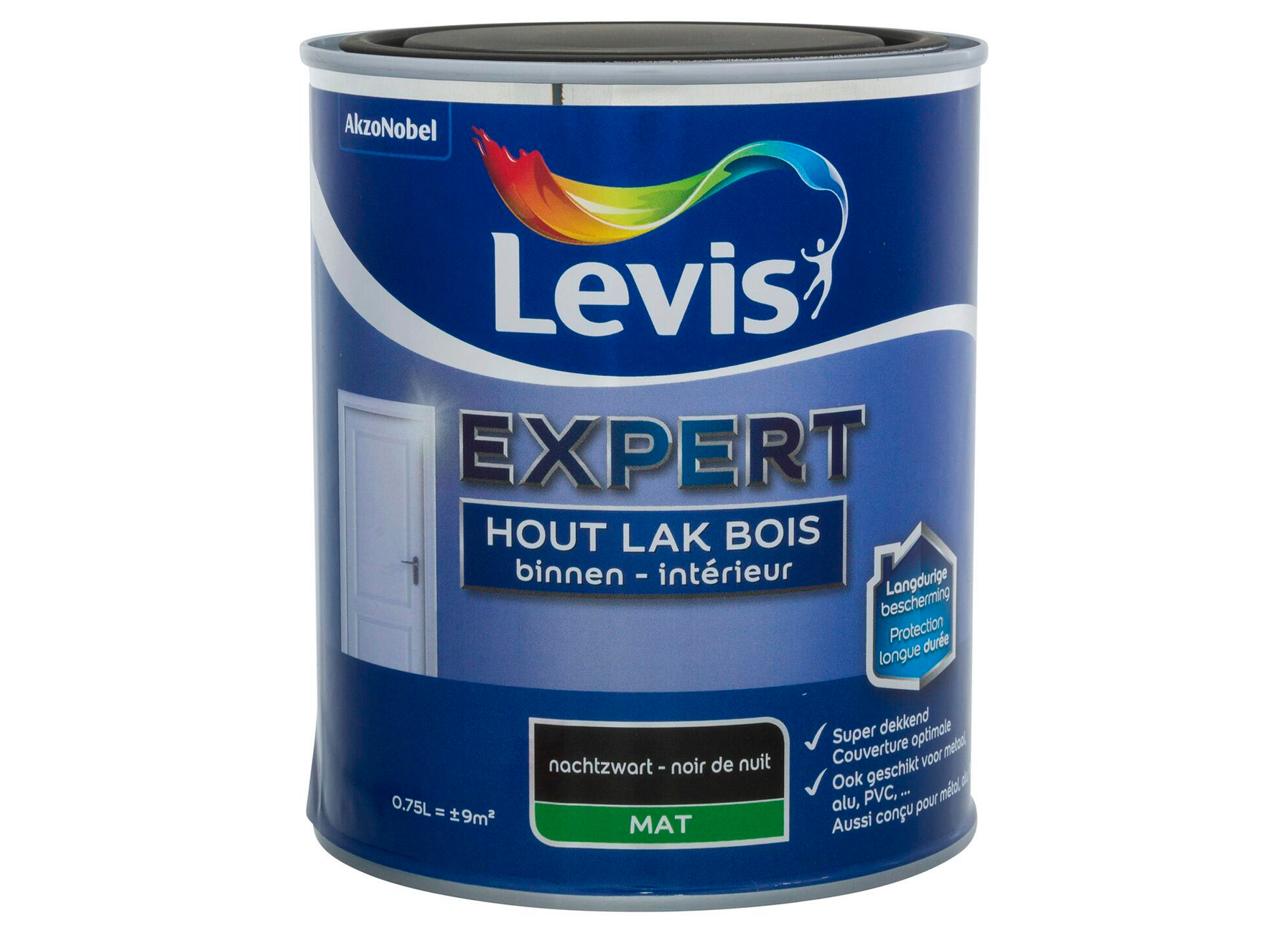 LEVIS EXPERT HOUTLAK BINNEN MAT NACHTZWART 0,75L