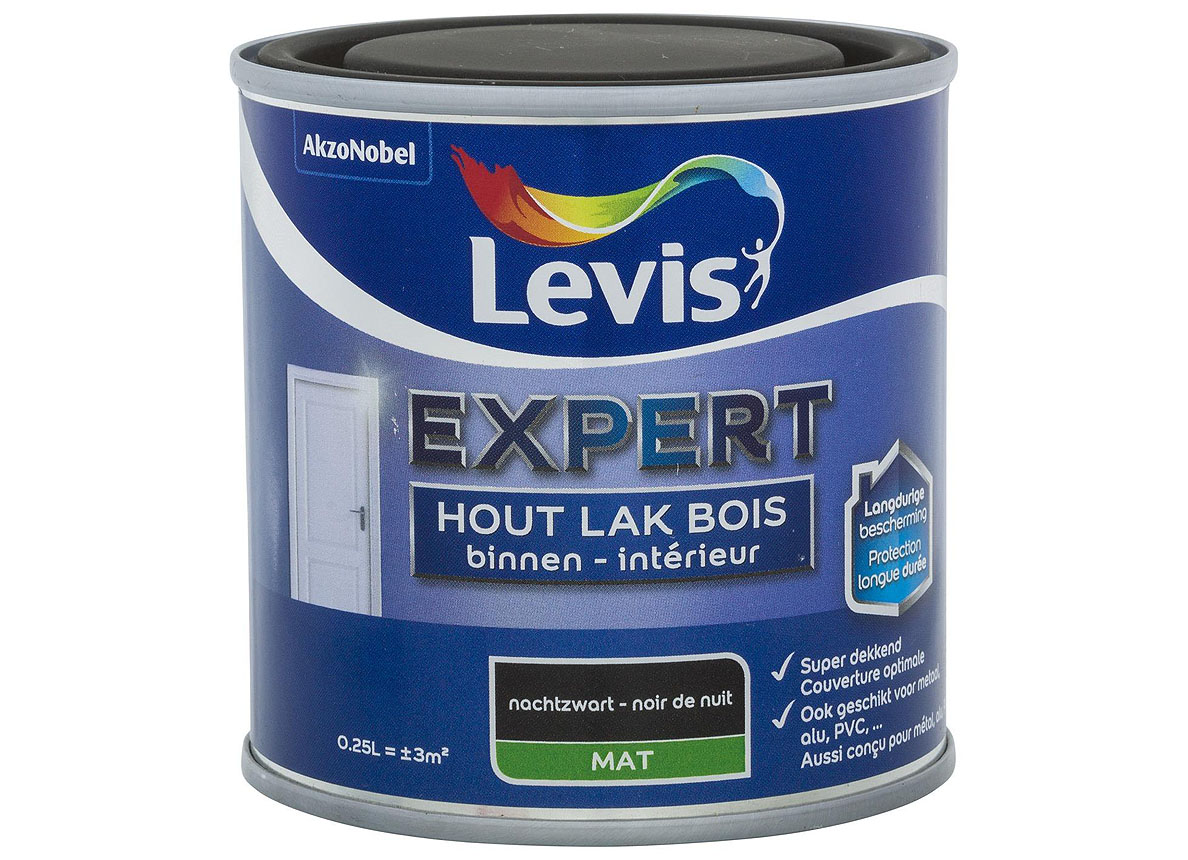 EXPERT HOUTLAK BINNEN MAT 0,25L NACHTZWART