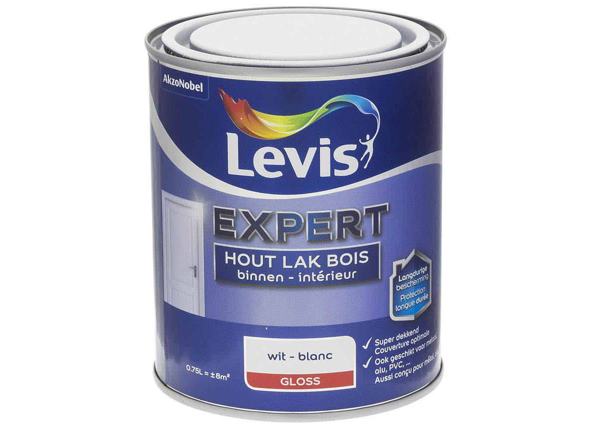 LEVIS EXPERT HOUTLAK BINNEN GLANSLAK WIT 0,75L