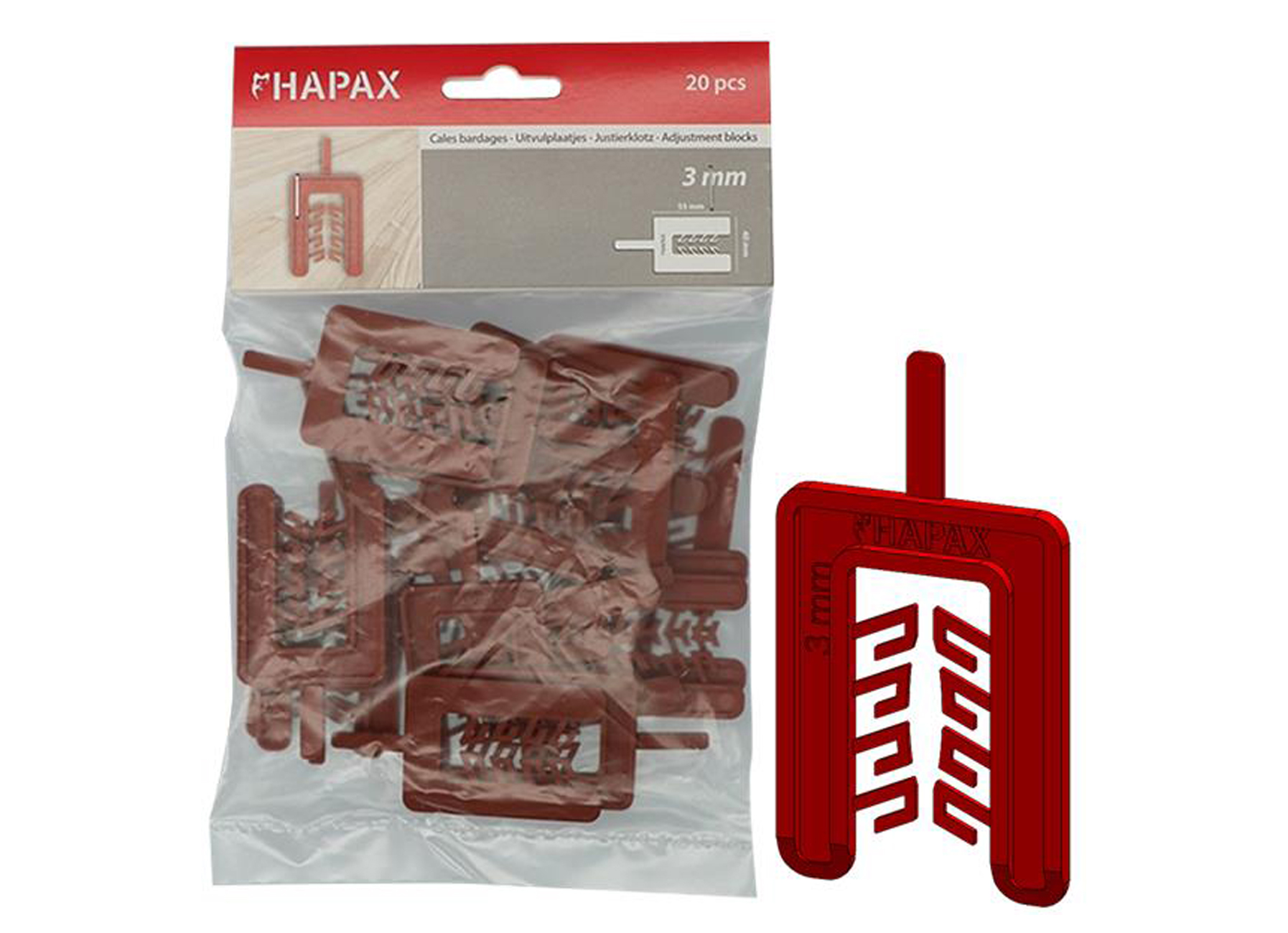 HAPAX UITVULPLAATJES ROOD Ø3X40,00X55MM