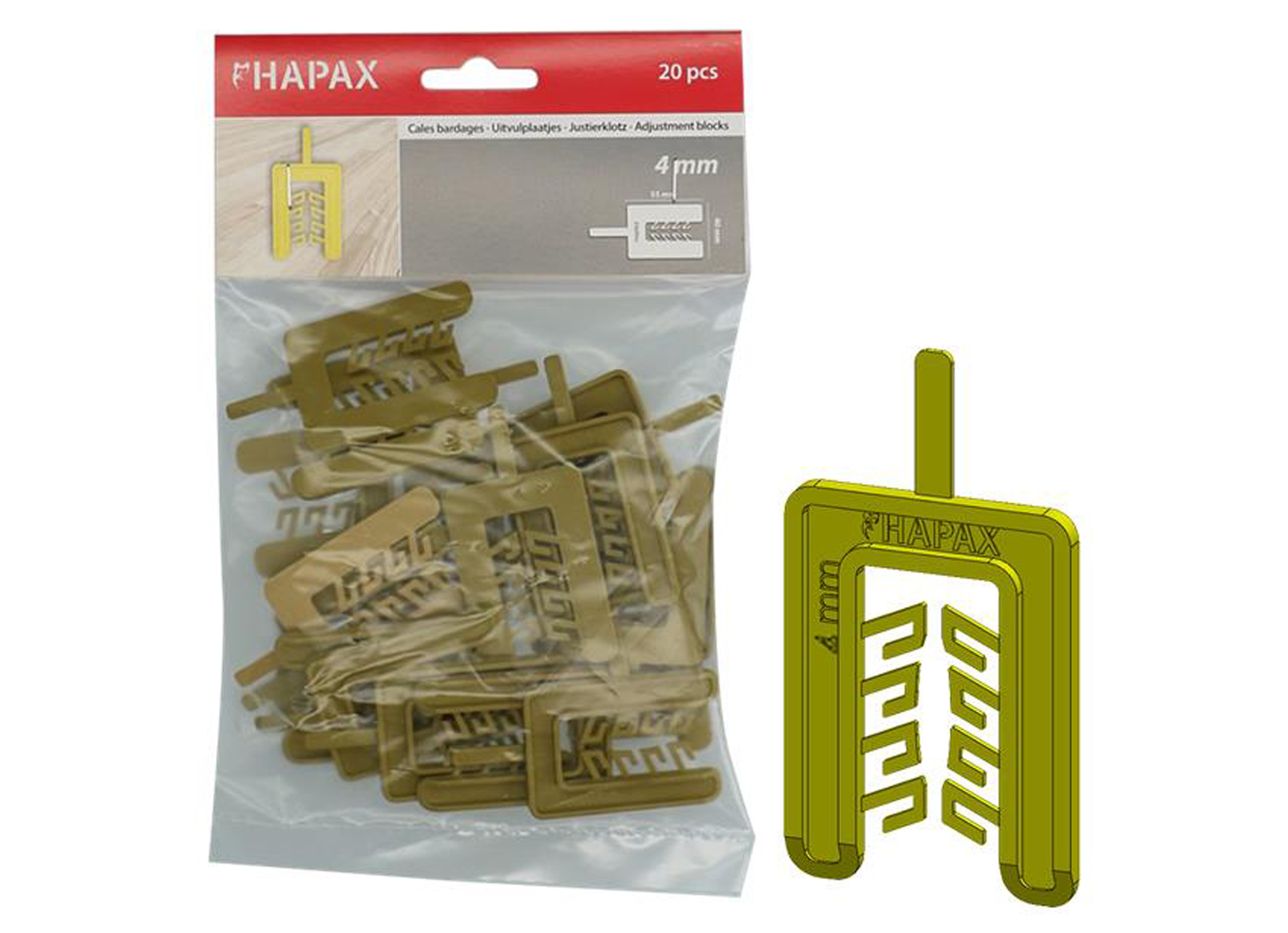 HAPAX UITVULPLAATJES GEEL Ø4X40,00X55MM