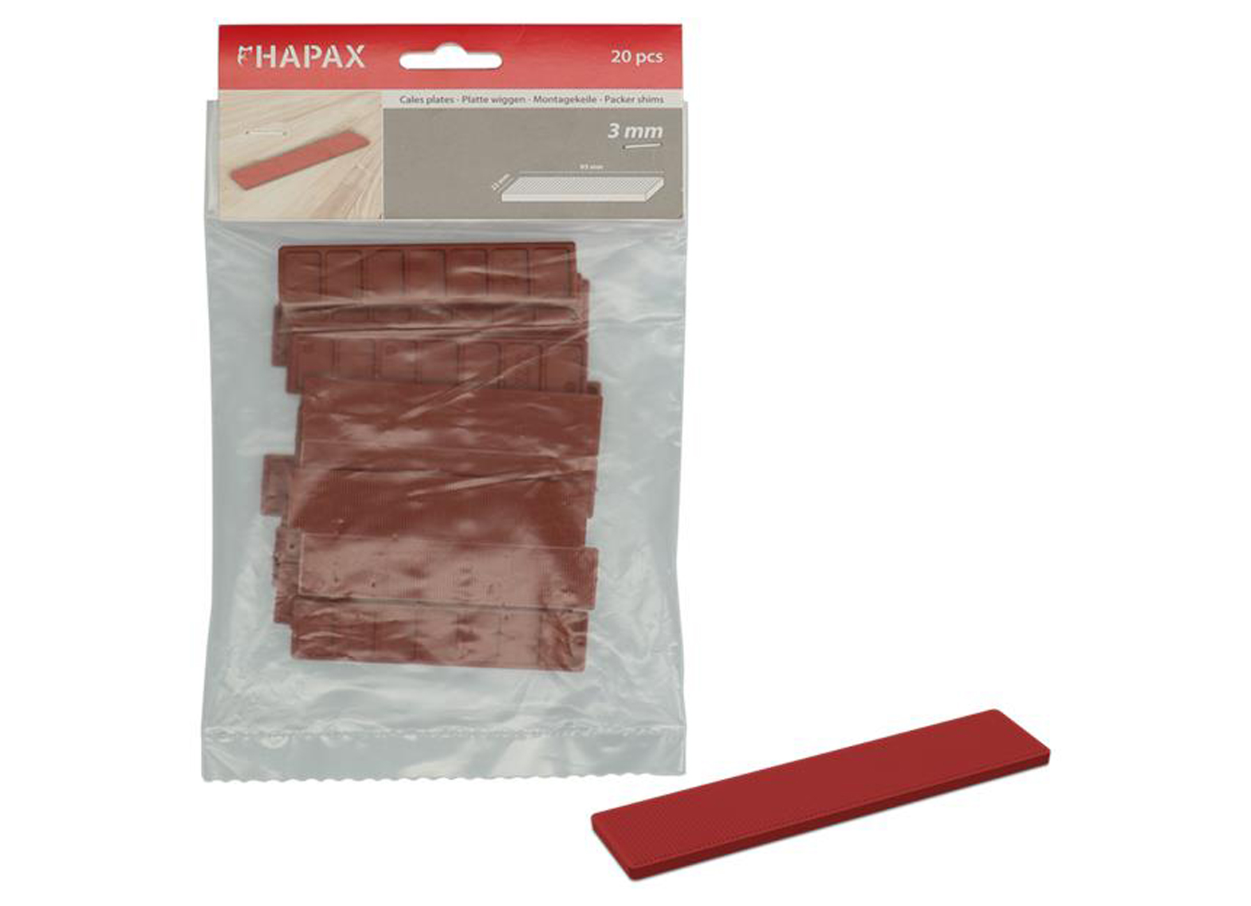 HAPAX PLATTE WIGGEN ROOD Ø3X22,00X95MM 