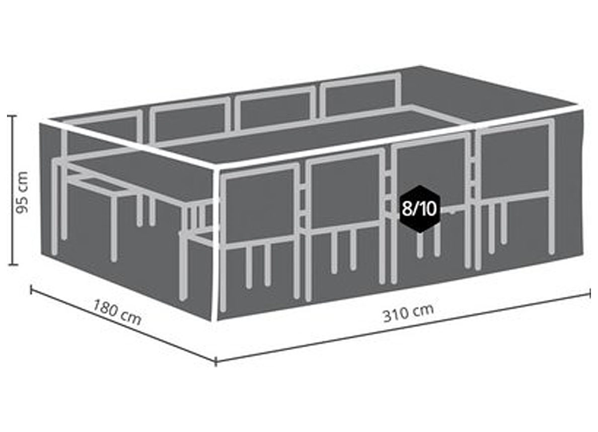 BUITENHOES VOOR RECHTHOEKIGE TUINSET - XXL 310X180X95CM