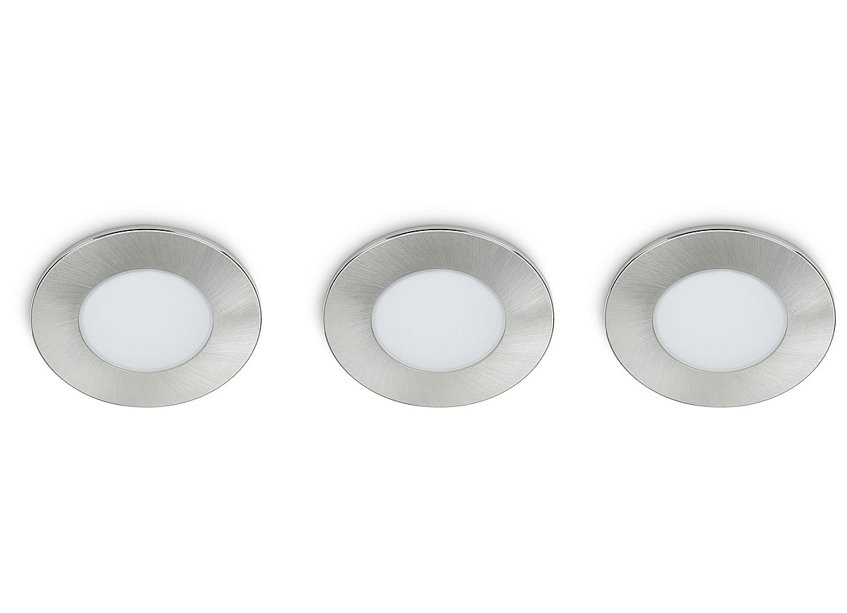 Spot Encastrable Led Rond 3x5w Ip65 Nickel