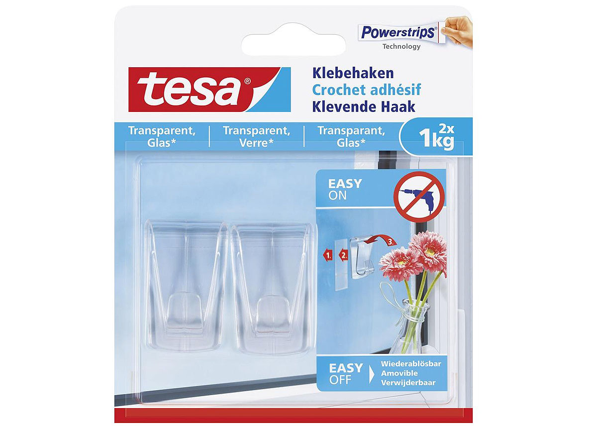 DECO HAAK VOOR GLAS EN TRANSPARANTE OPPERVLAKTES 1KG - 2 STUKS