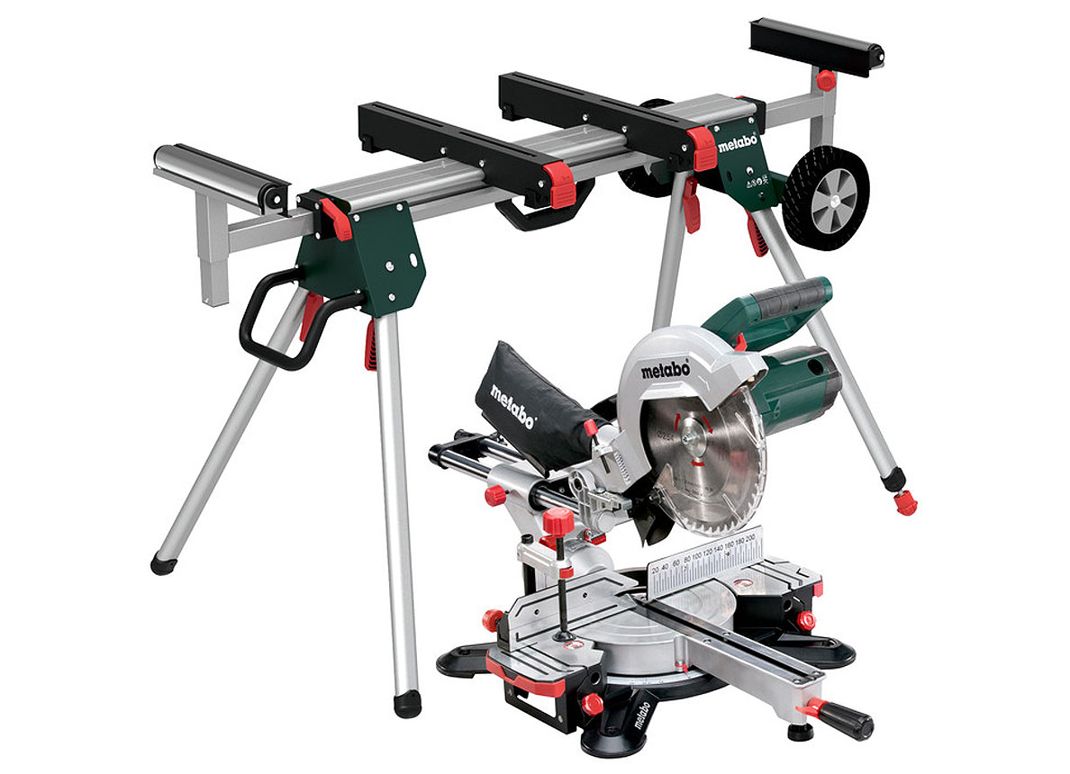 METABO AFKORT -EN VERSTEKZAAG KGS254M 1800W + ONDERSTEL KSU251