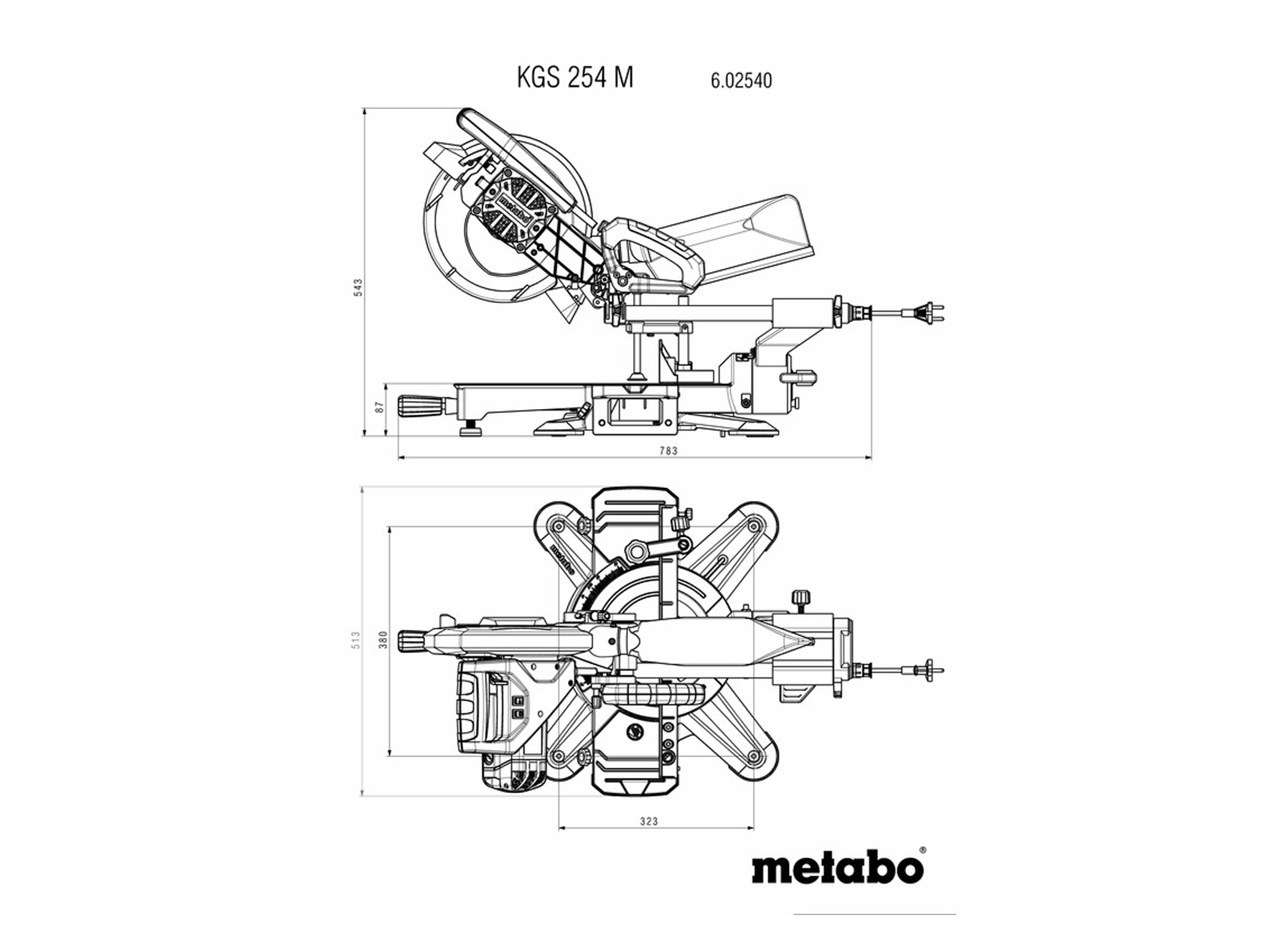 METABO AFKORT -EN VERSTEKZAAG KGS254M 1800W + ONDERSTEL KSU251