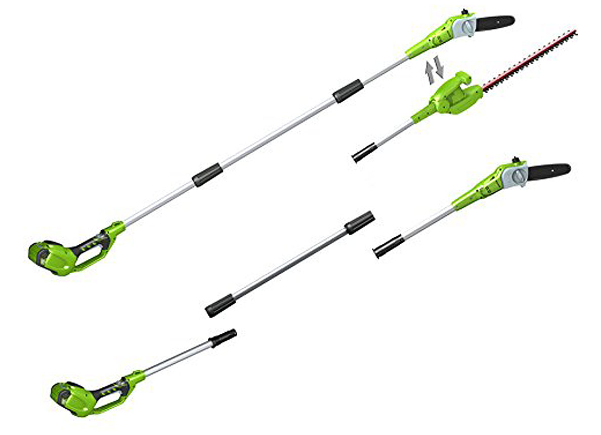 GREENWORKS COMBOPACK TELESCOPISCHE KETTINGZAAG + HEGGENSCHAAR G-MAX 40V