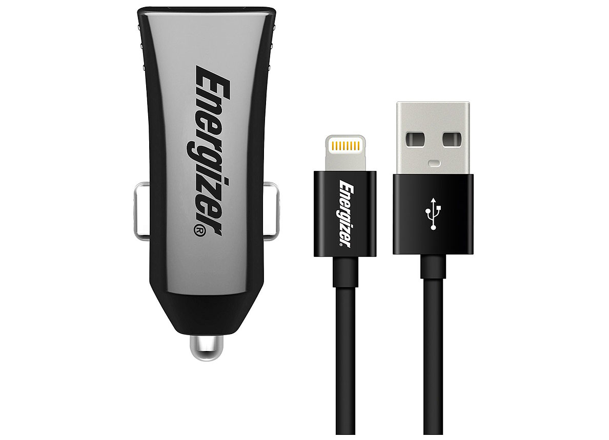 ENERGIZER AUTOLADER VOOR IPHONE/IPAD 12V/24V 2,4A USB LIGHTNING BLACK