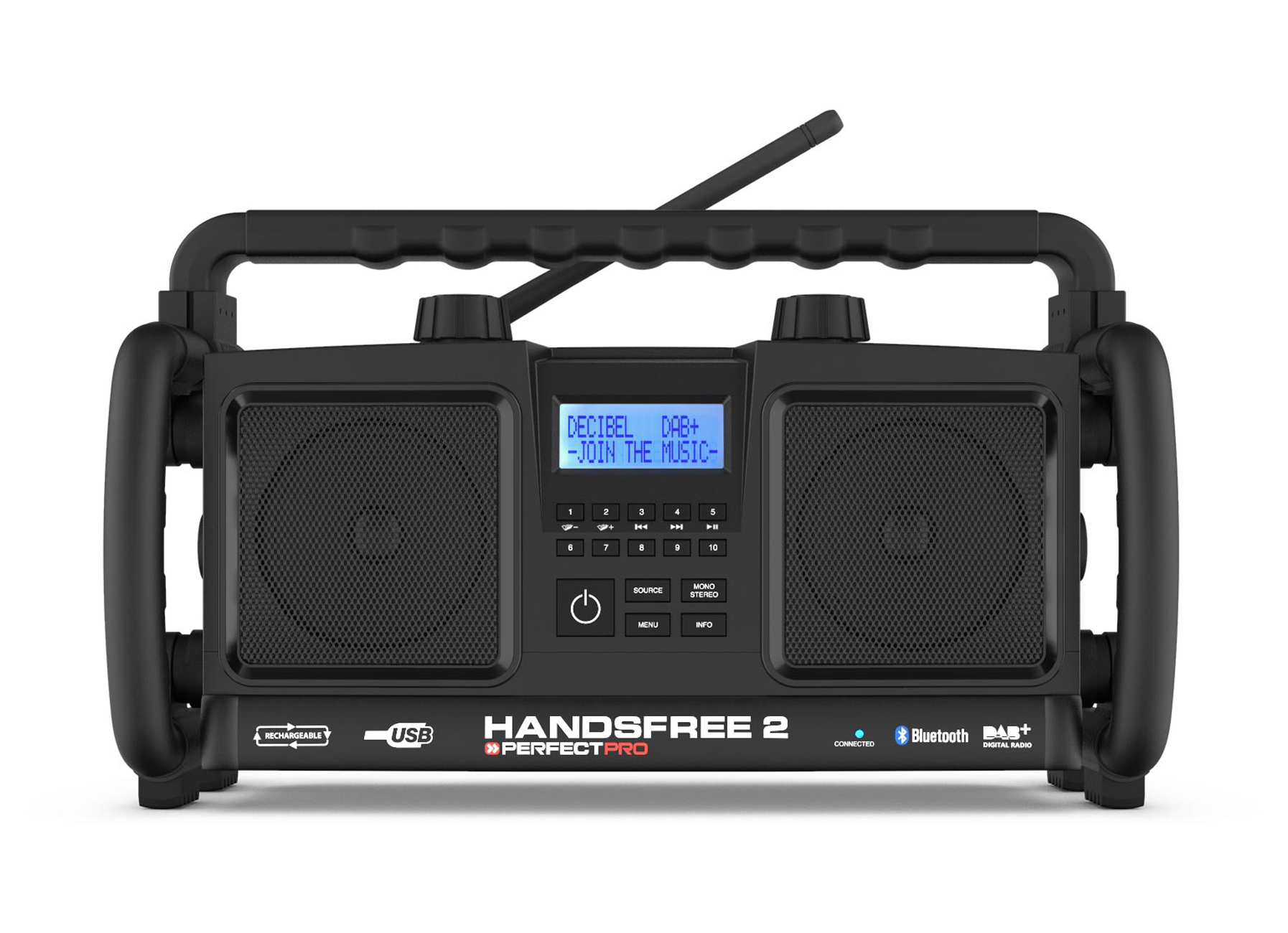 PERFECTPRO HANDSFREE2 DAB+-FM STEREO RDS-BLUETOOTH-USB/SD-AUX-IN-OPLAADB