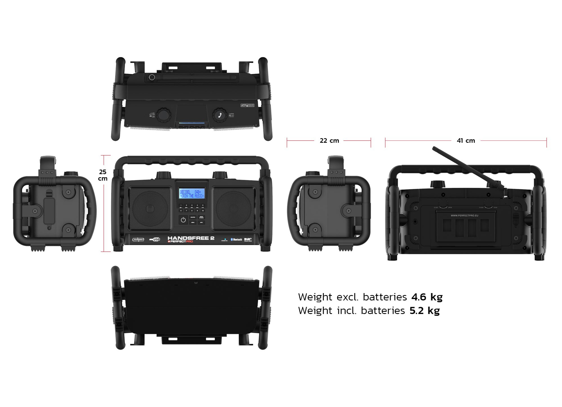 PERFECTPRO HANDSFREE2 DAB+-FM STEREO RDS-BLUETOOTH-USB/SD-AUX-IN