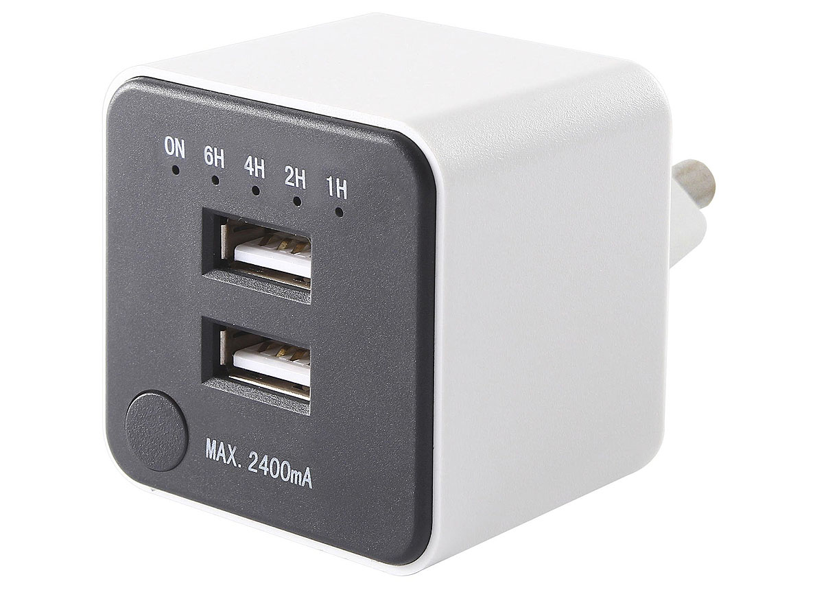 USB-LADER 2 X USB 2,4A + TIMER