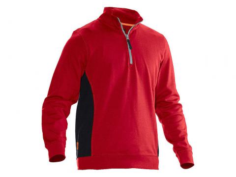 SWEATSHIRT 1/2-FERMETURE ECLAIR ROUGE/NOIR M