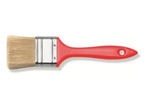PINCEAU PLAT 30MM MIX POILS NATURELS BEIGE PLASTIQUE ROUGE
