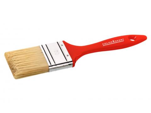 PINCEAU PLAT 70MM MIX POILS NATURELS BEIGE PLASTIQUE ROUGE