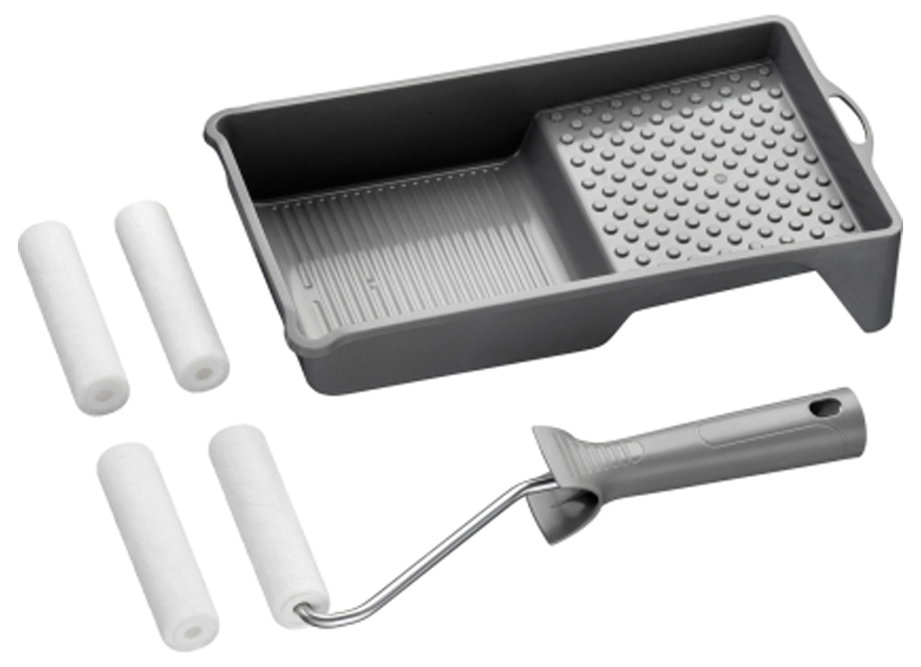 LAKROLLERSET FILTSTAR 10CM Ø15 VILT WIT + BEUGEL + VERFBAK