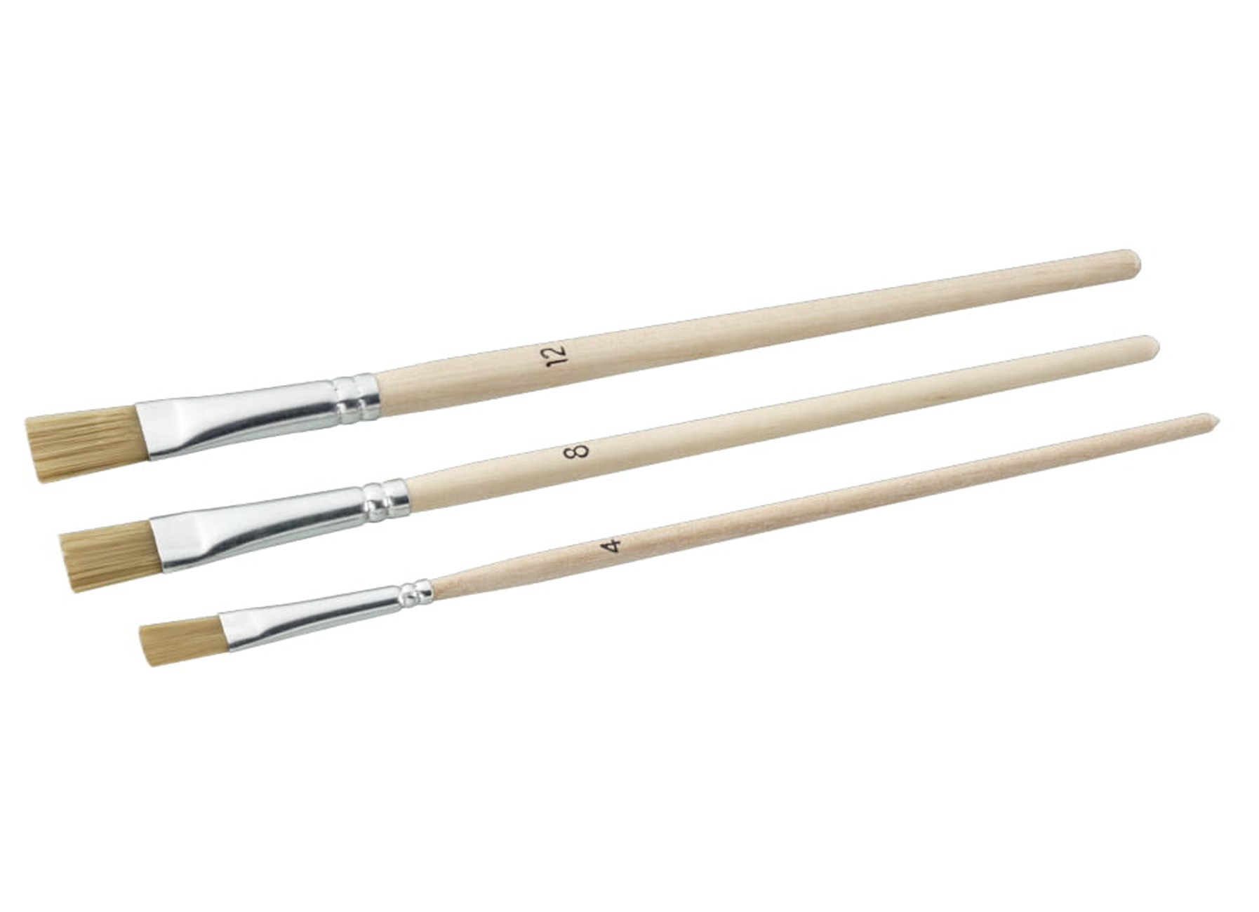 SET DE PINCEAUX (3 PIECES) 4/8/12 POILS NYLON BLANC FSC