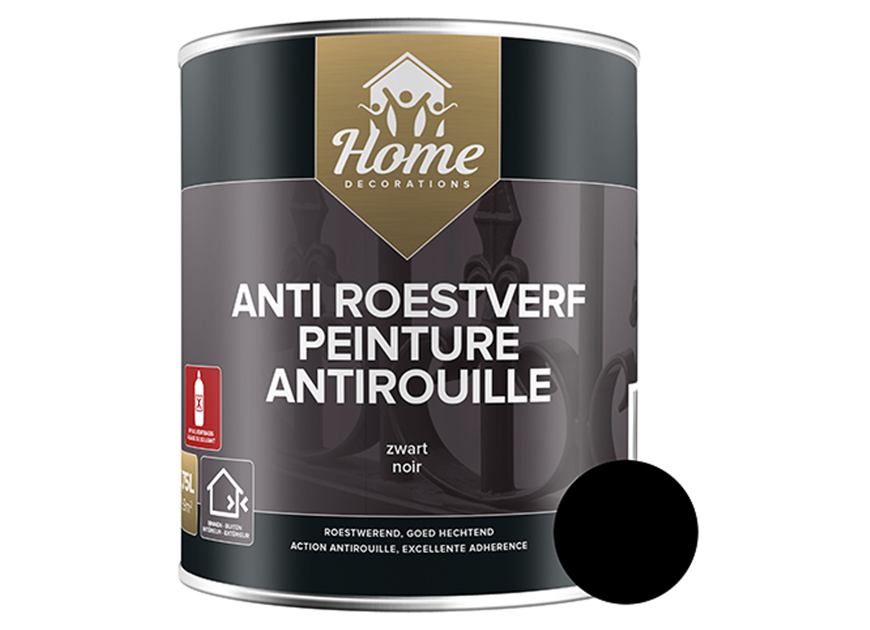 HOOGGLANS ANTI ROESTVERF ZWART 9005 750ML