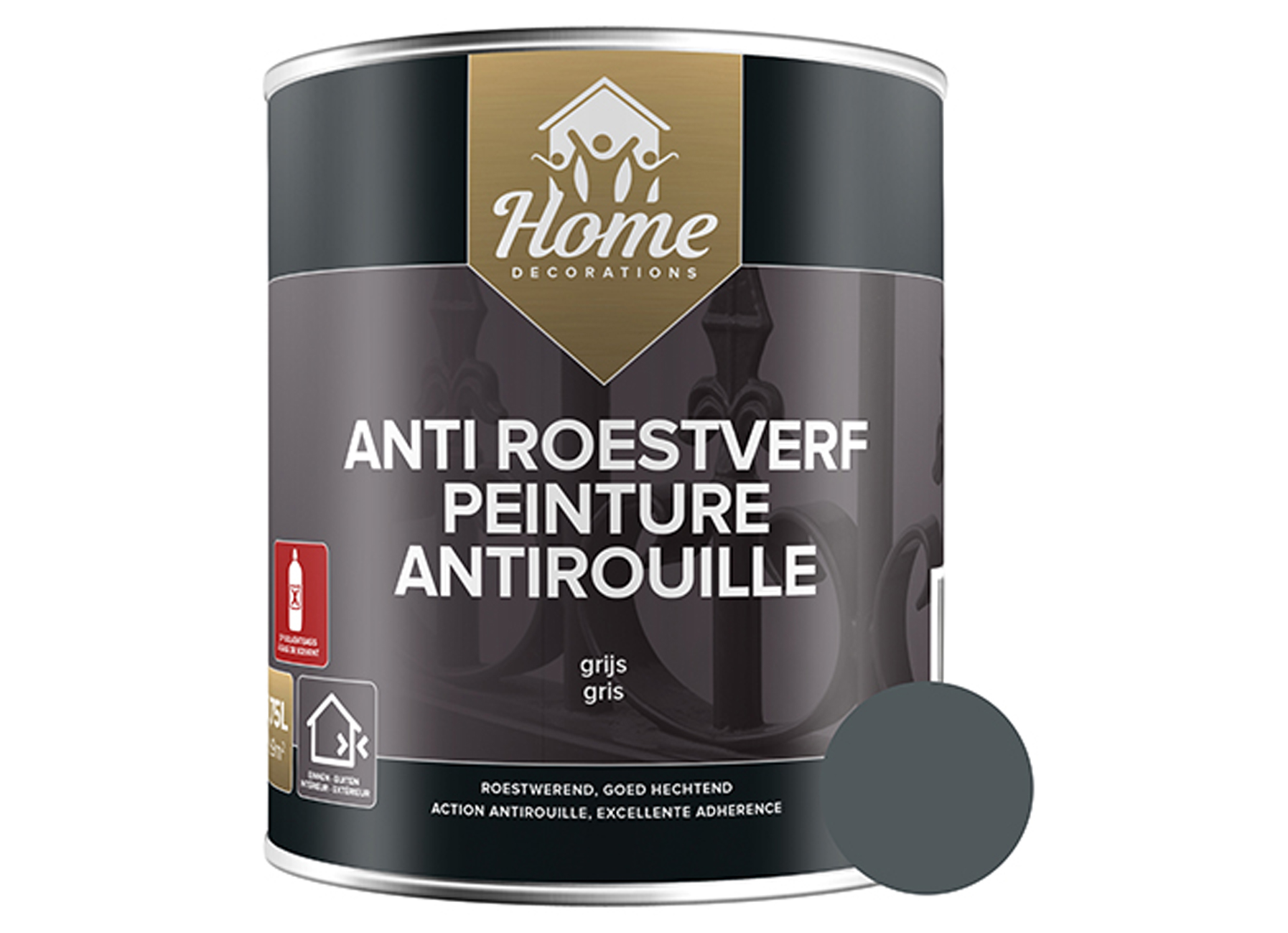 HOOGGLANS ANTI ROESTVERF GRIJS 7001 750ML