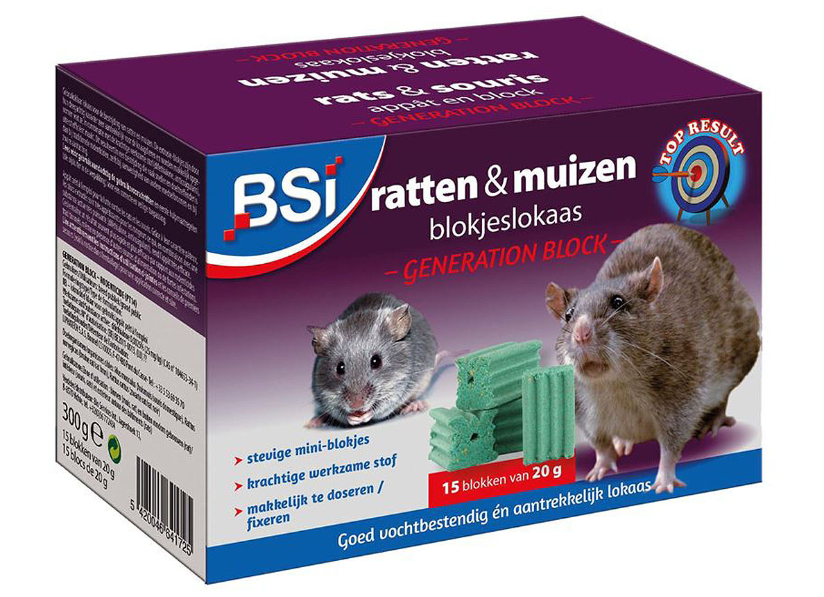 BSI GENERATION BLOCK BLOKJESLOKAAS RATTEN & MUIZEN 15X20G