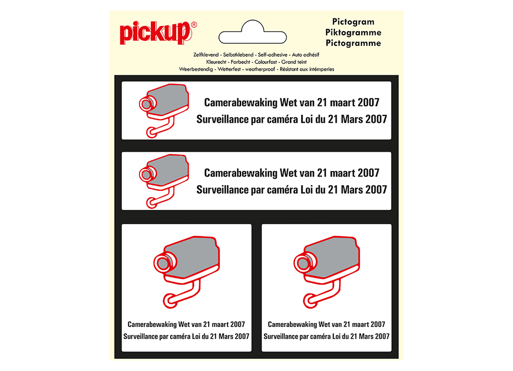 PICTOGRAM 15X15CM CAMERABEWAKING BELGISCHE WET 4 OP 1 