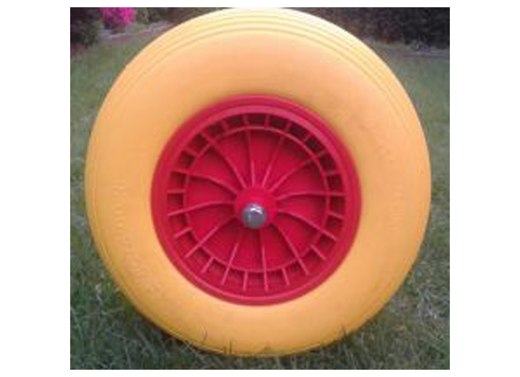 SET KRUIWAGENWIEL PU GEEL VELG PVC MET AS