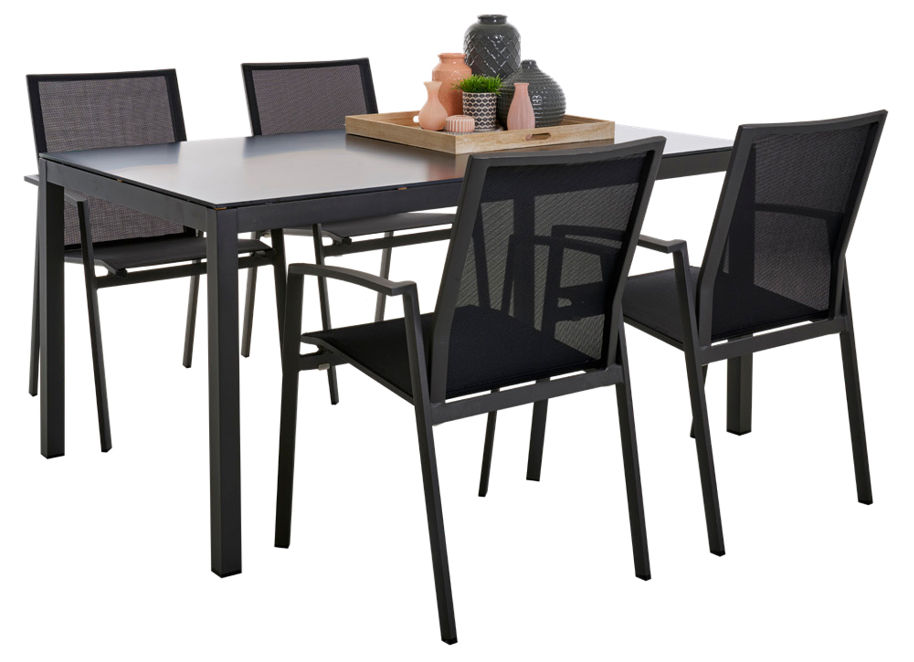 TAFEL ALU GLAS ZWART 180X90CM