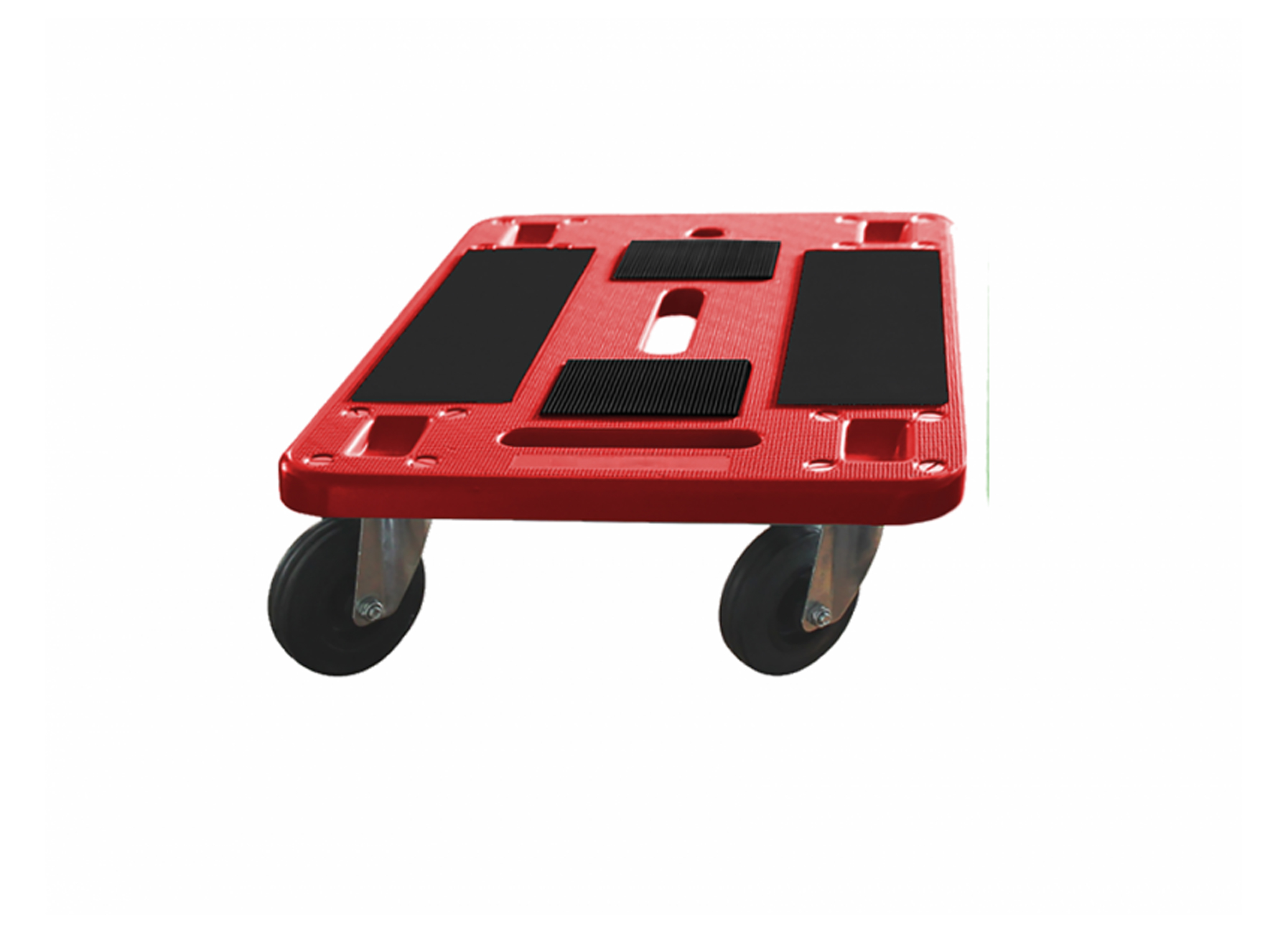 PLATEAUWAGEN ROOD 4 RUBBER ZWENKWIELEN ZWART