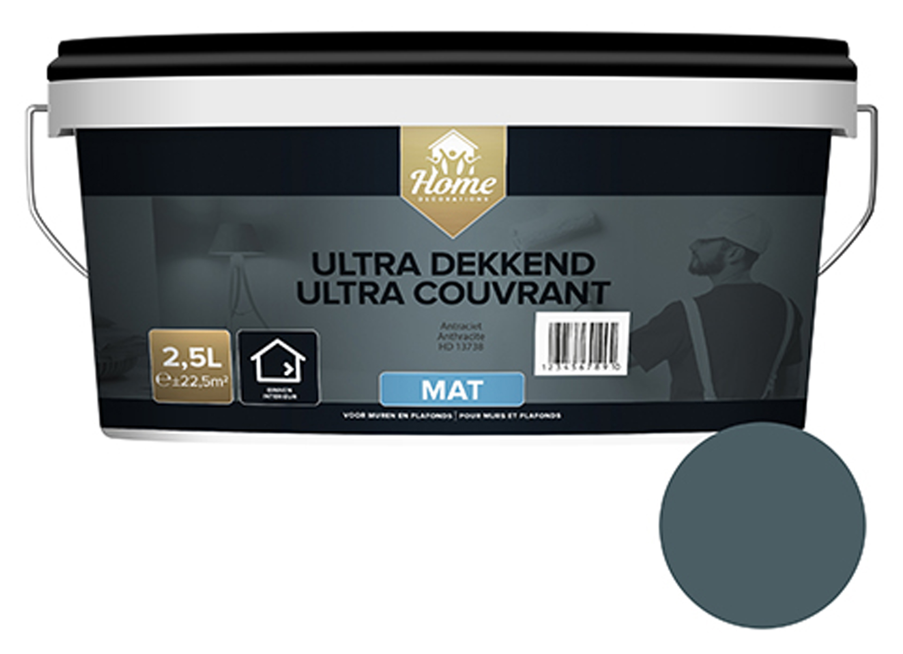 HOMEDECOR ULTRA DEKKEND MAT ANTRACIET 2.5L