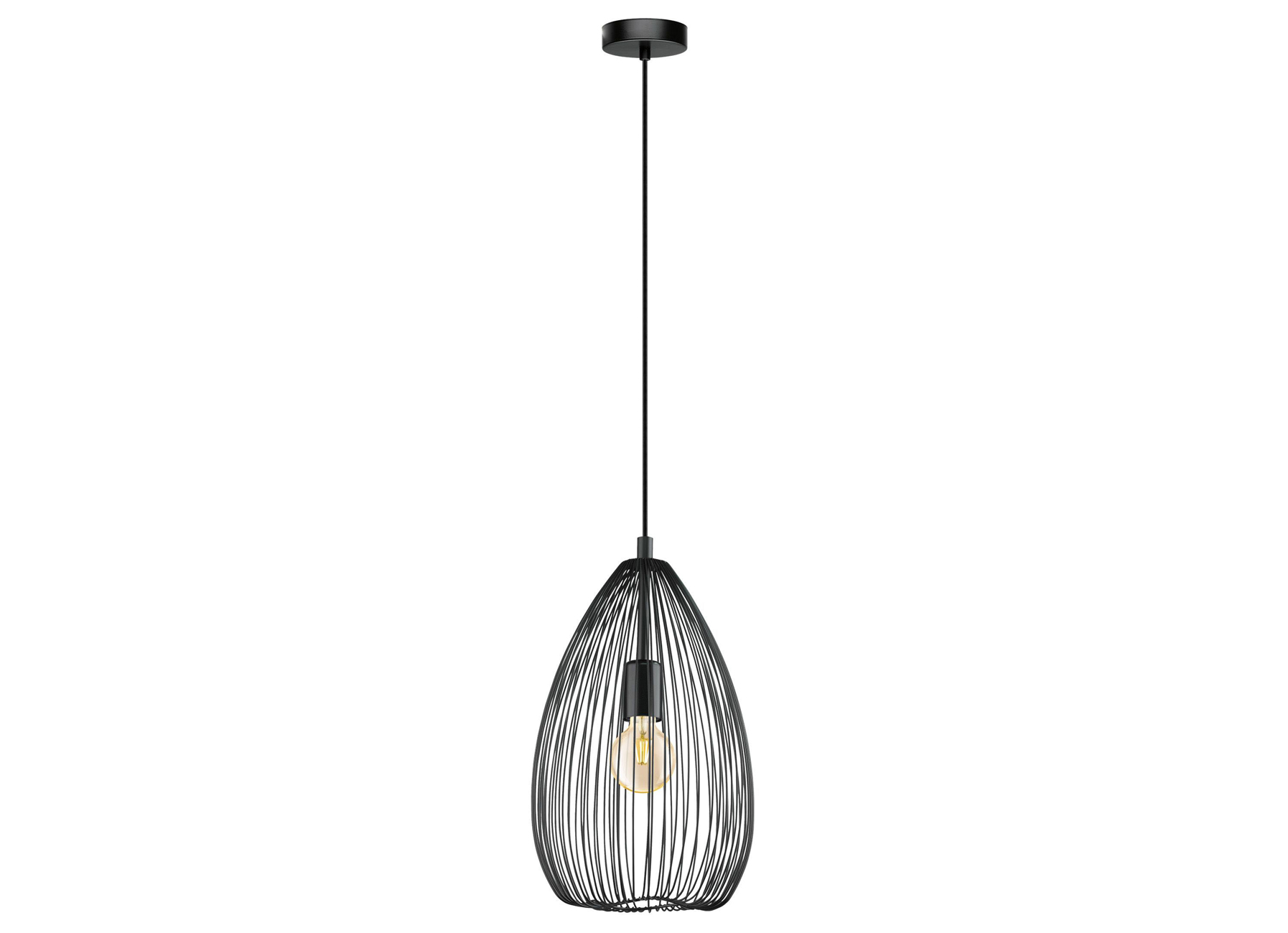 EGLO HANGLAMP CLEVEDON ZWART/STAAL 1X60W