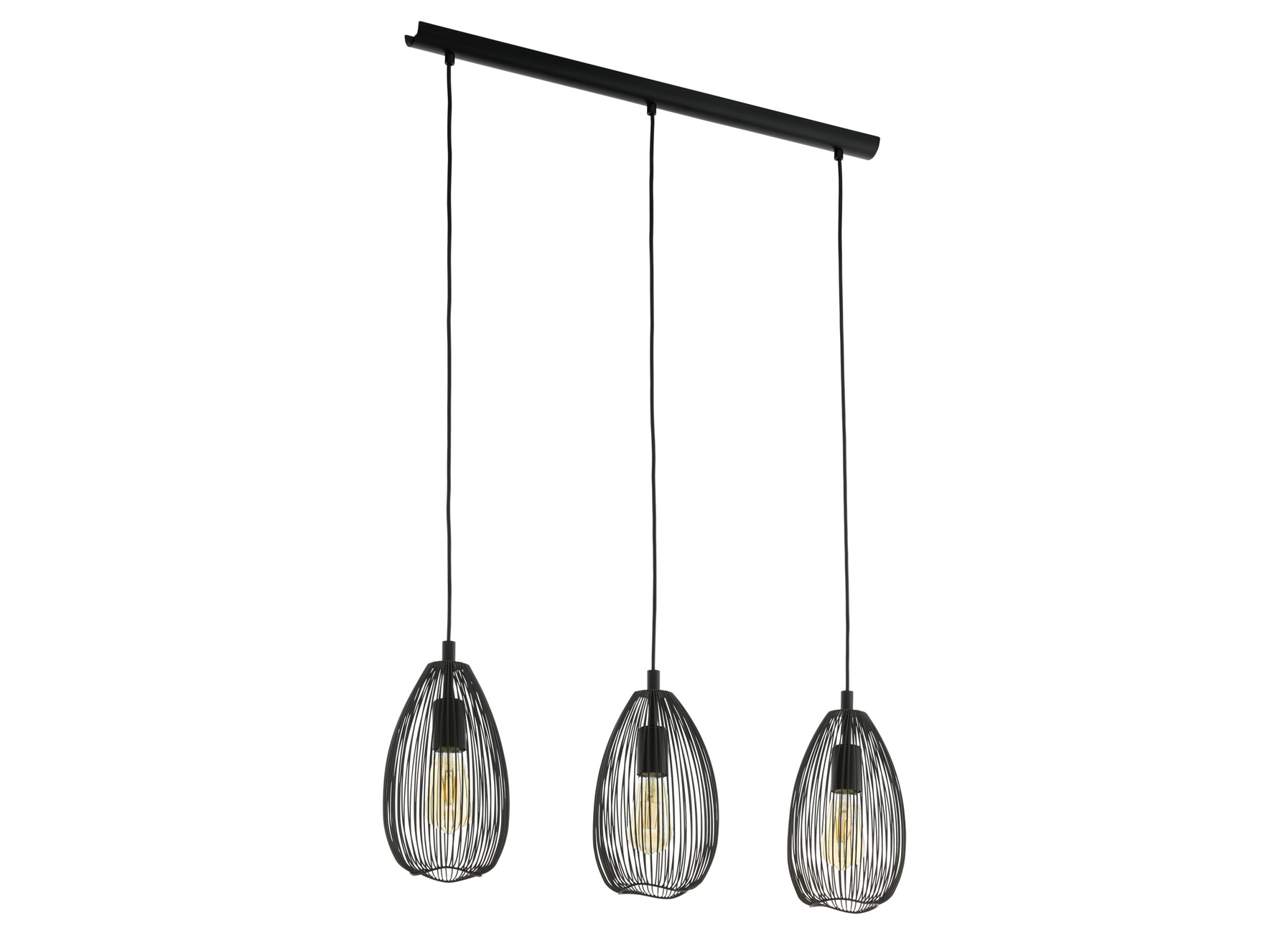 EGLO HANGLAMP CLEVEDON ZWART/STAAL 3X60W