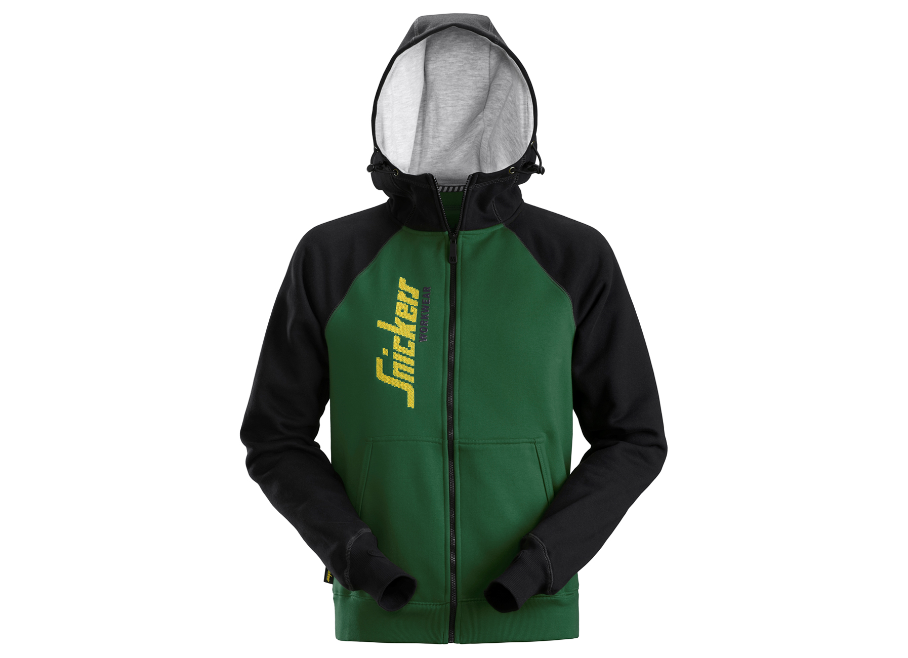 SNICKERS HOODIE MET LOGO EN RITS GROEN - M:M