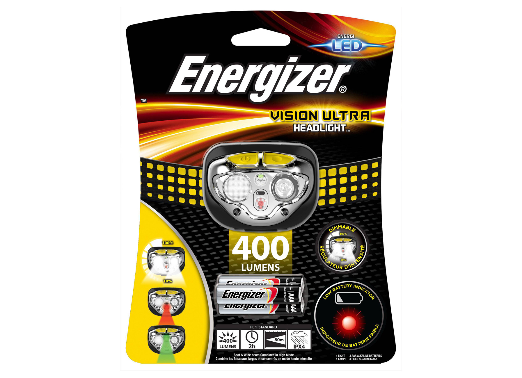 ENERGIZER HOOFDLAMP VISION ULTRA HD + 3 AAA BATTERIJEN