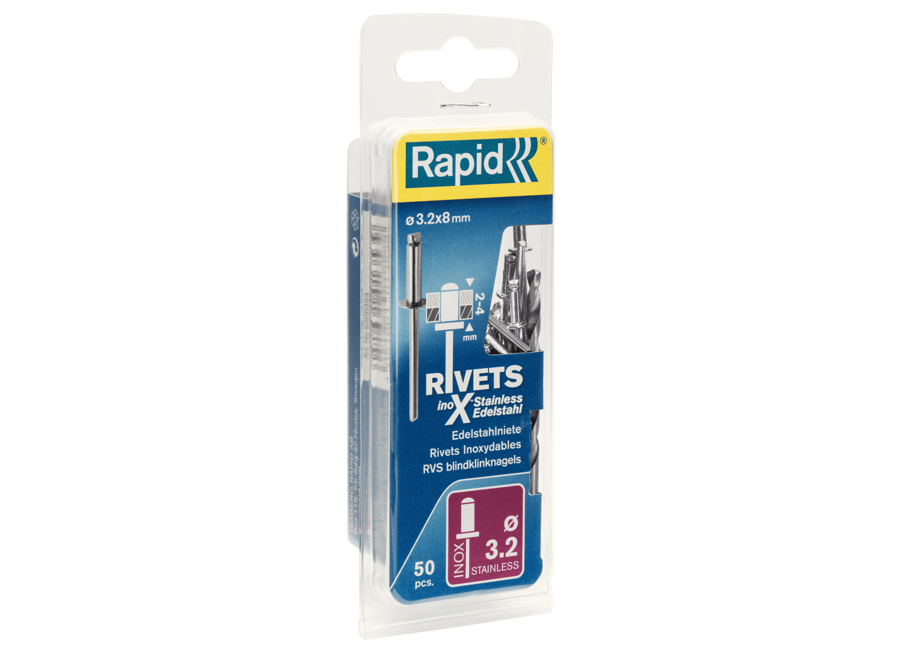 RIVETS INOX Ø3,2X8MM + FORET 50 PIECES