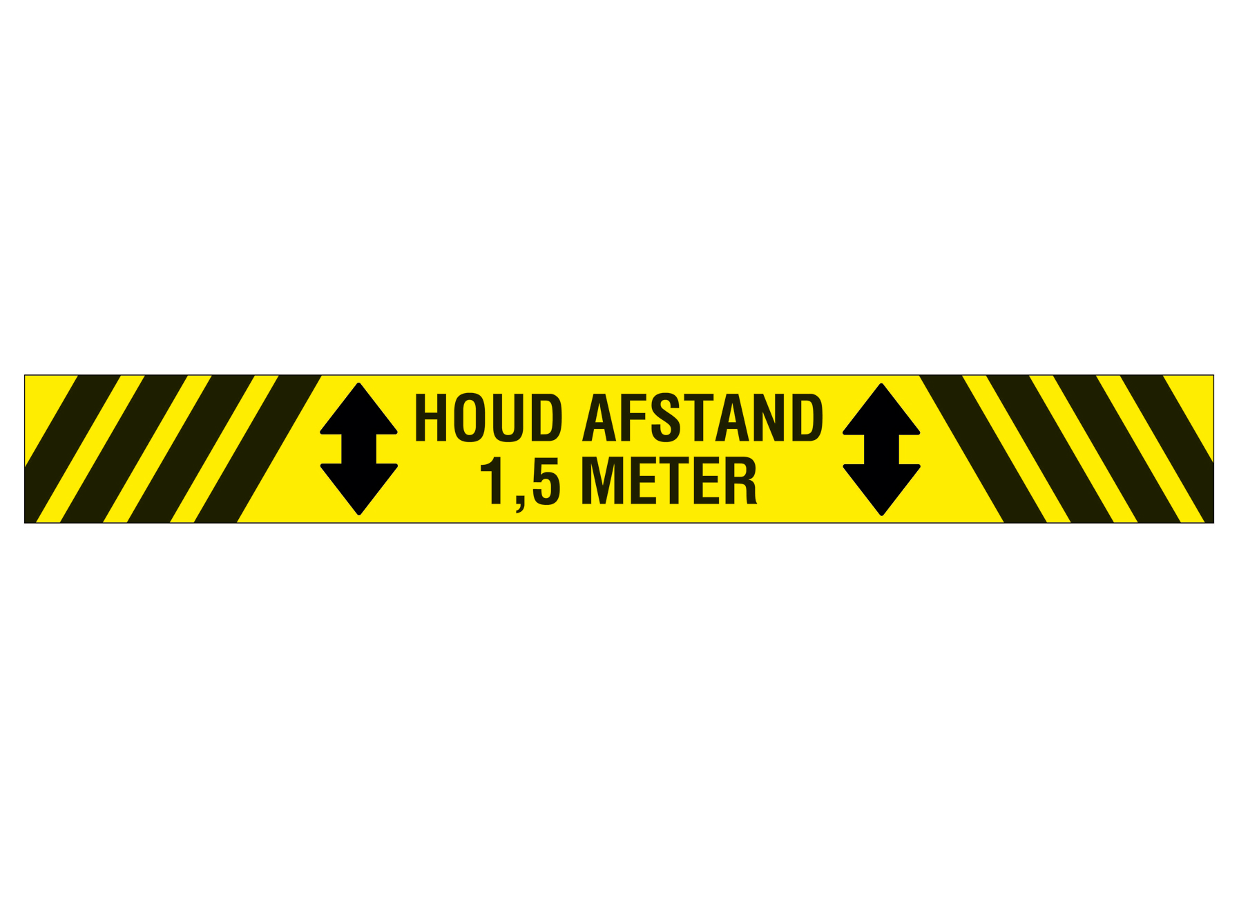 AUTOCOLLANT DE SOL''''HOUD 1.5M AFSTAND'''' (NL) JAUNE/NOIR 100X800MM 
