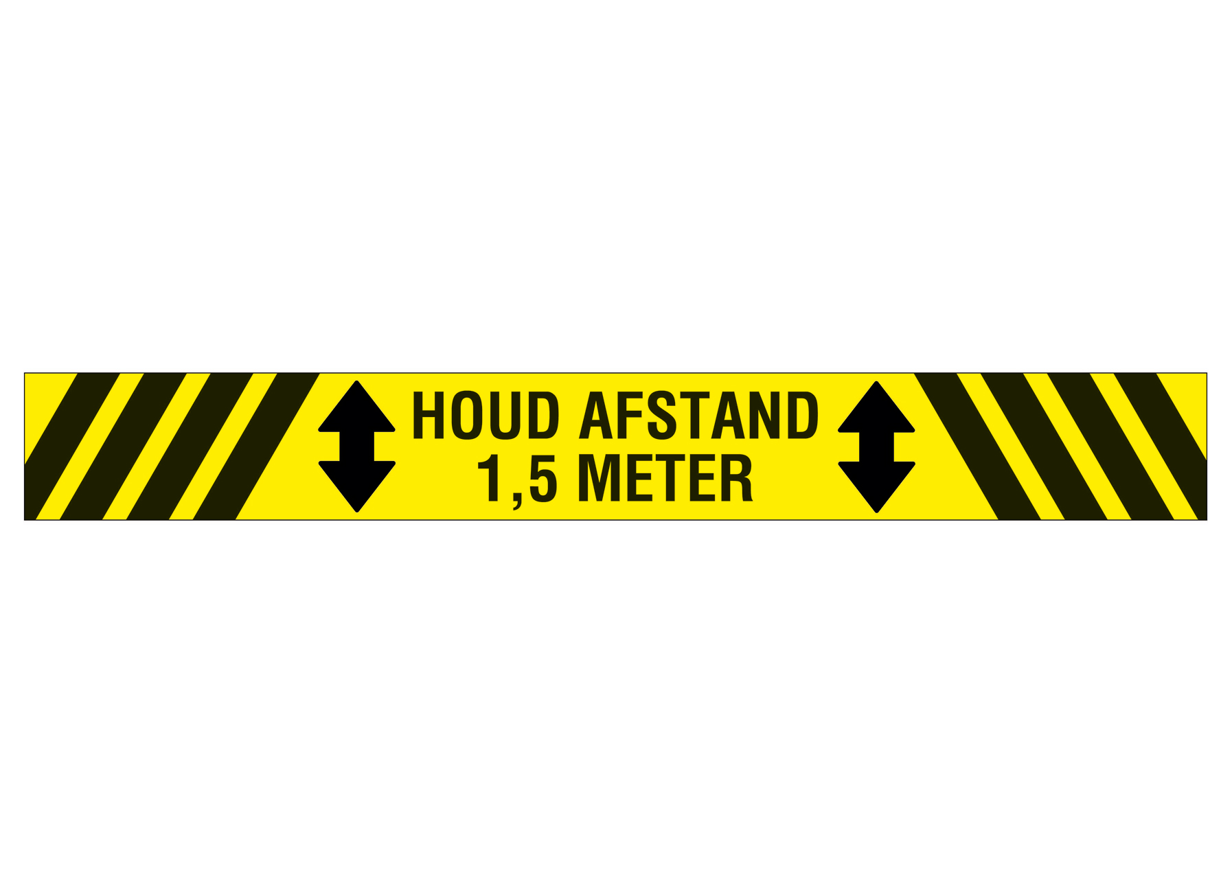 VLOERSTICKER ''''HOUD 1.5M AFSTAND'''' GEEL/ZWART 100X800MM