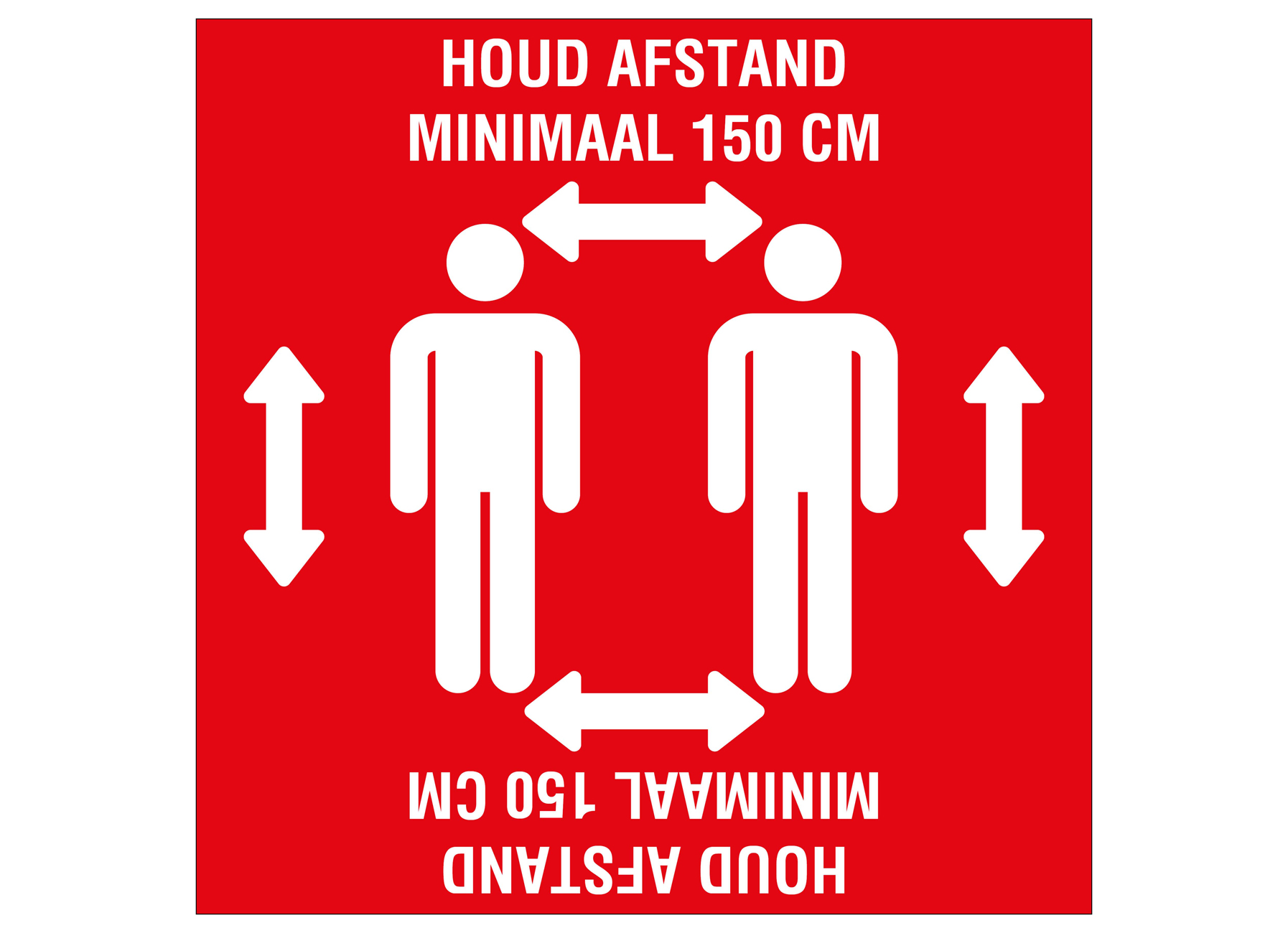 VLOERSTICKER ''''HOUD 1.5M AFSTAND'''' ROOD 280X280MM