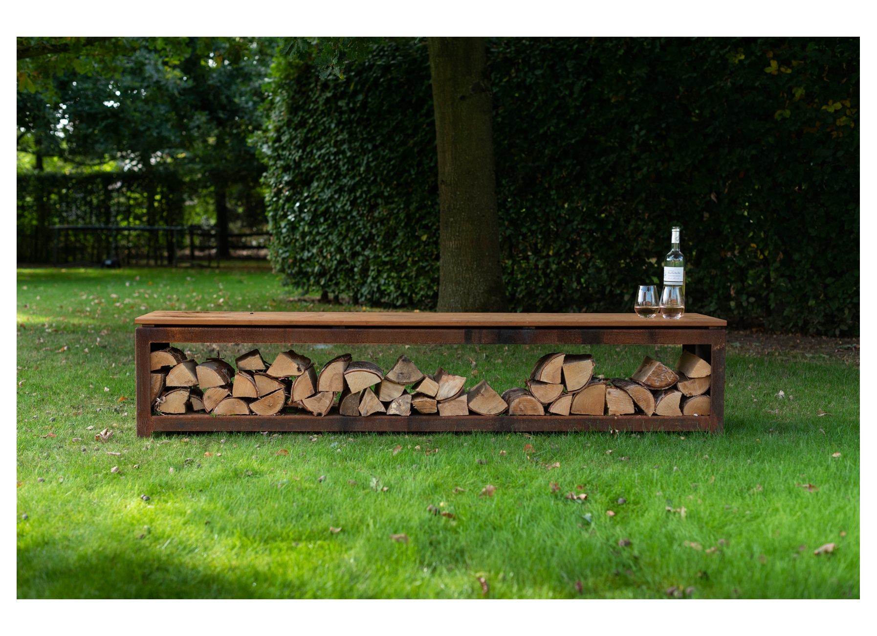 BENCH C ACIER CORTEN MELEZE 180CM