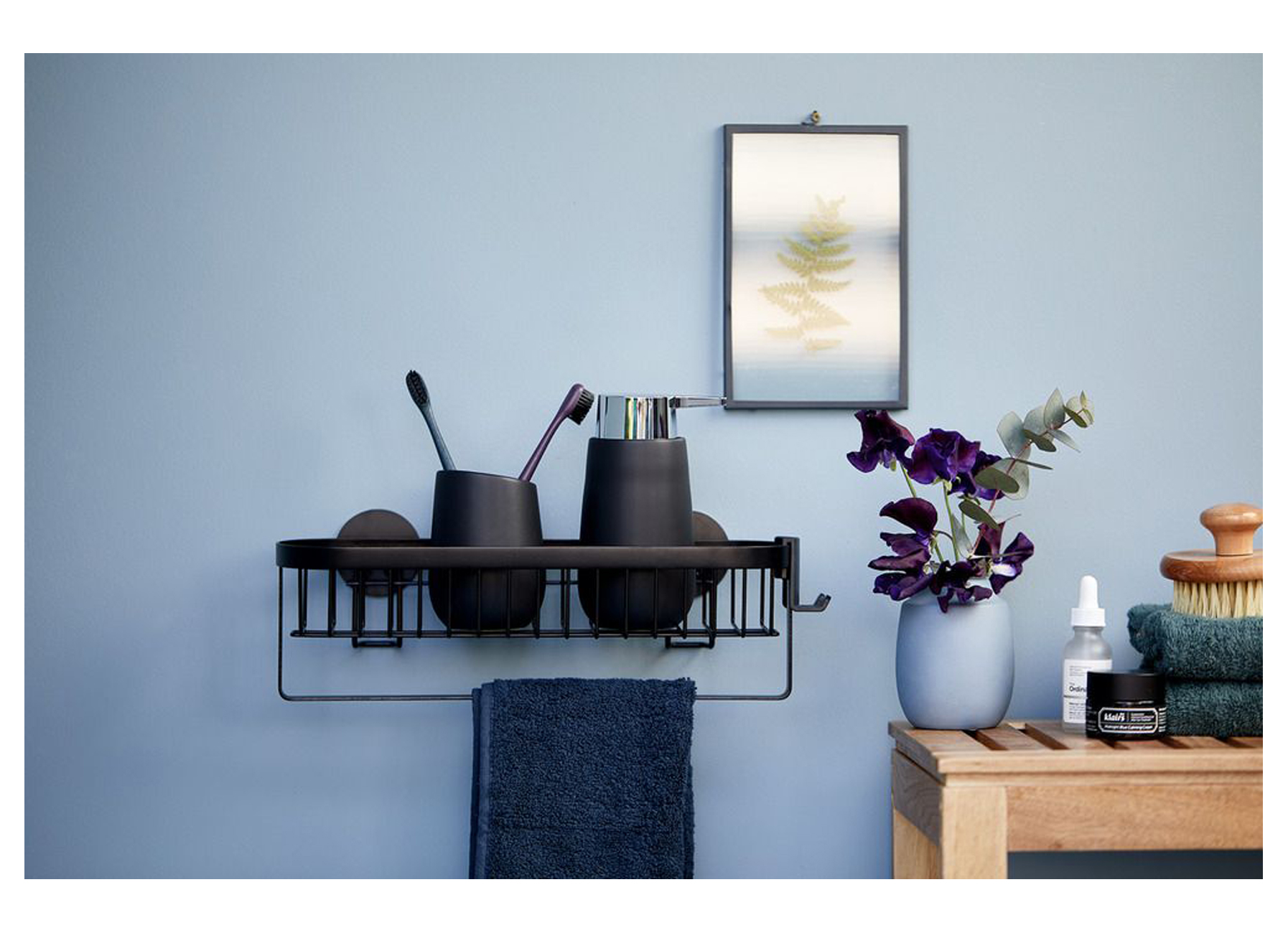 ETAGERE MURALE AVEC CROCHETS CLASSIC PLUS NOIR